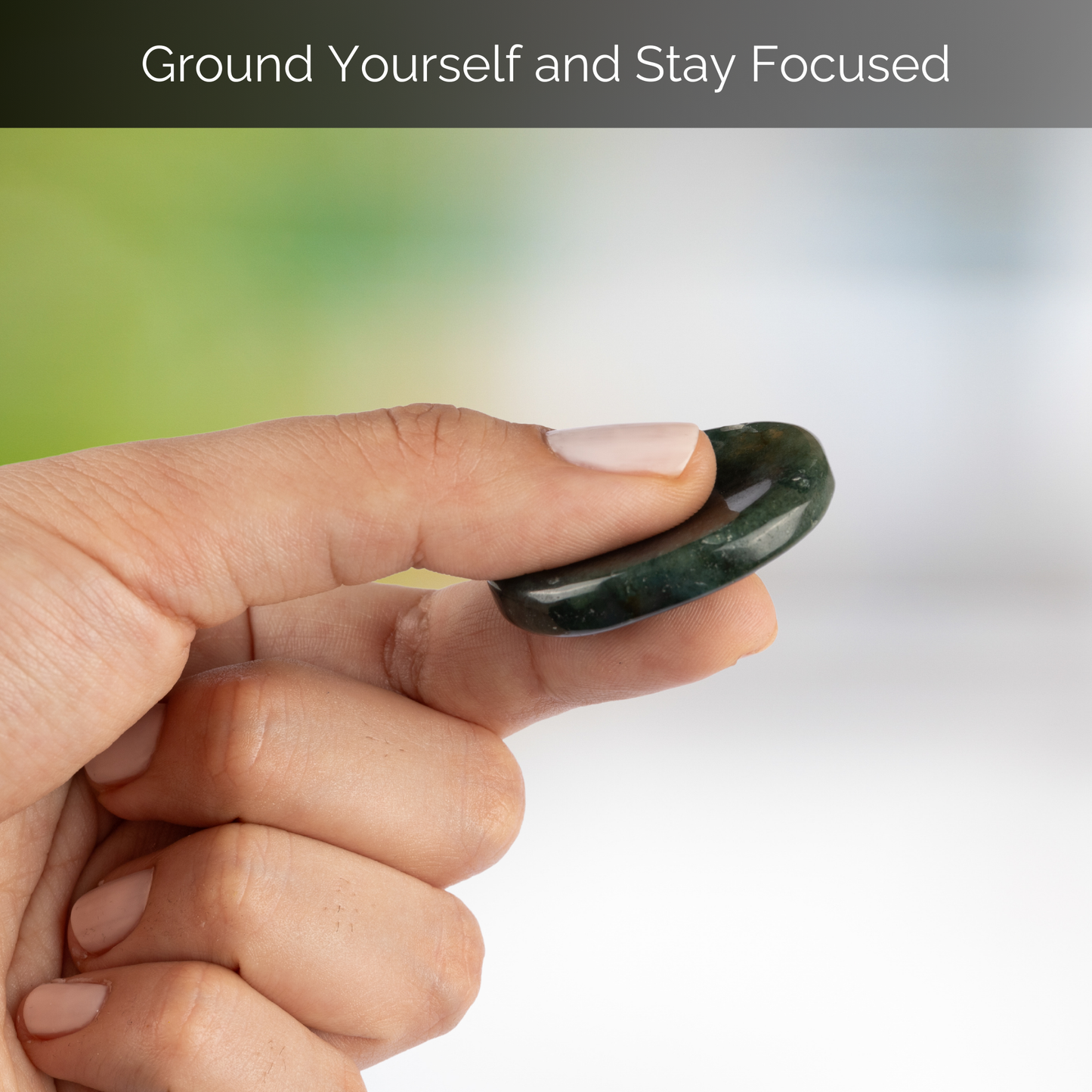 Moss Agate Worry Stone, Healing Crystals, Energy Healing Thumb Stone, Meditation & Spiritual Gift