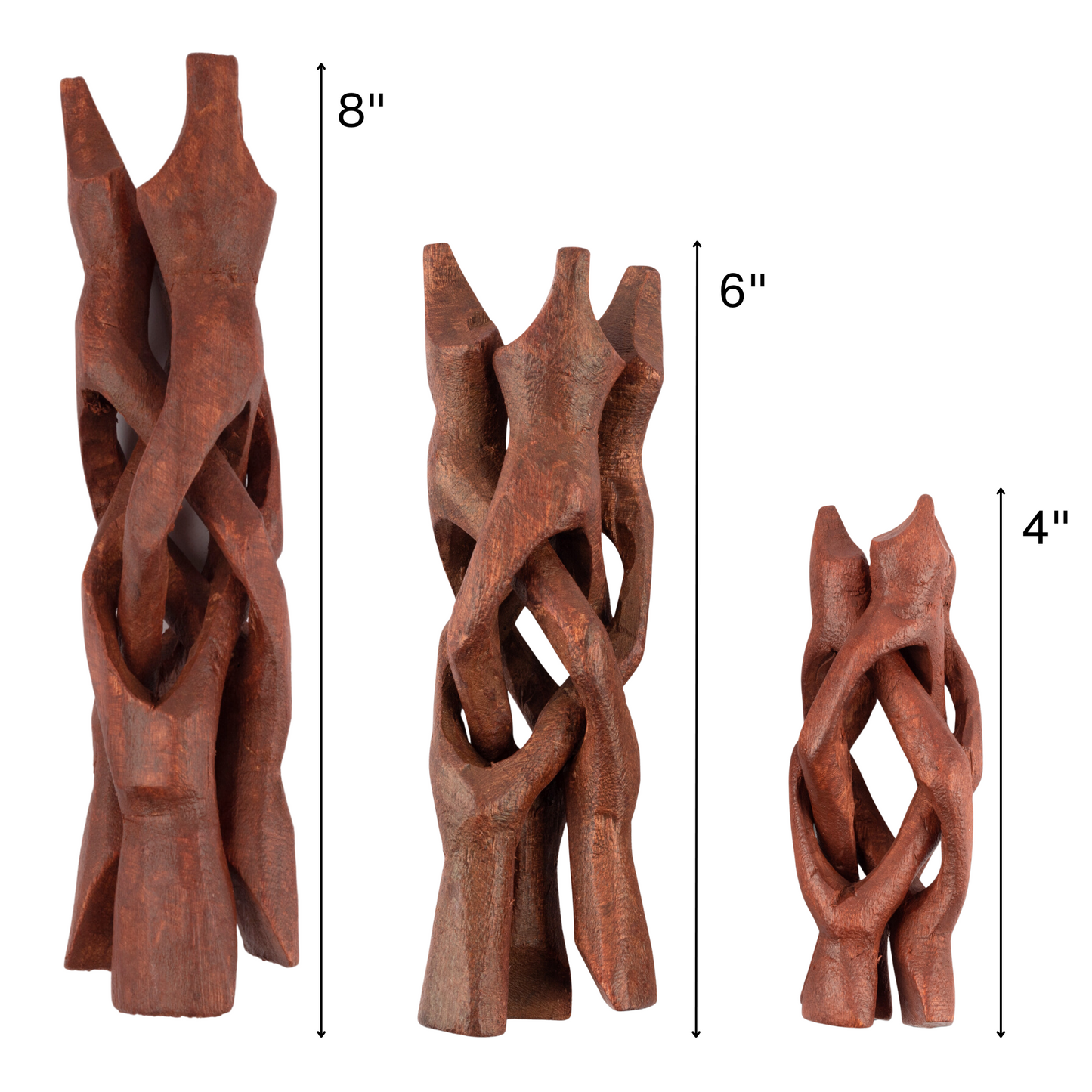 Wooden Tripod Stand 4”, 6” and 8” - Hand-Carved Room Decor Holder ~ Ideal for Abalone Shell, Decorative Bowl, Crystal Ball, Sphere, Geode ~ Wood Display Stand & Perfect Crystal Holder