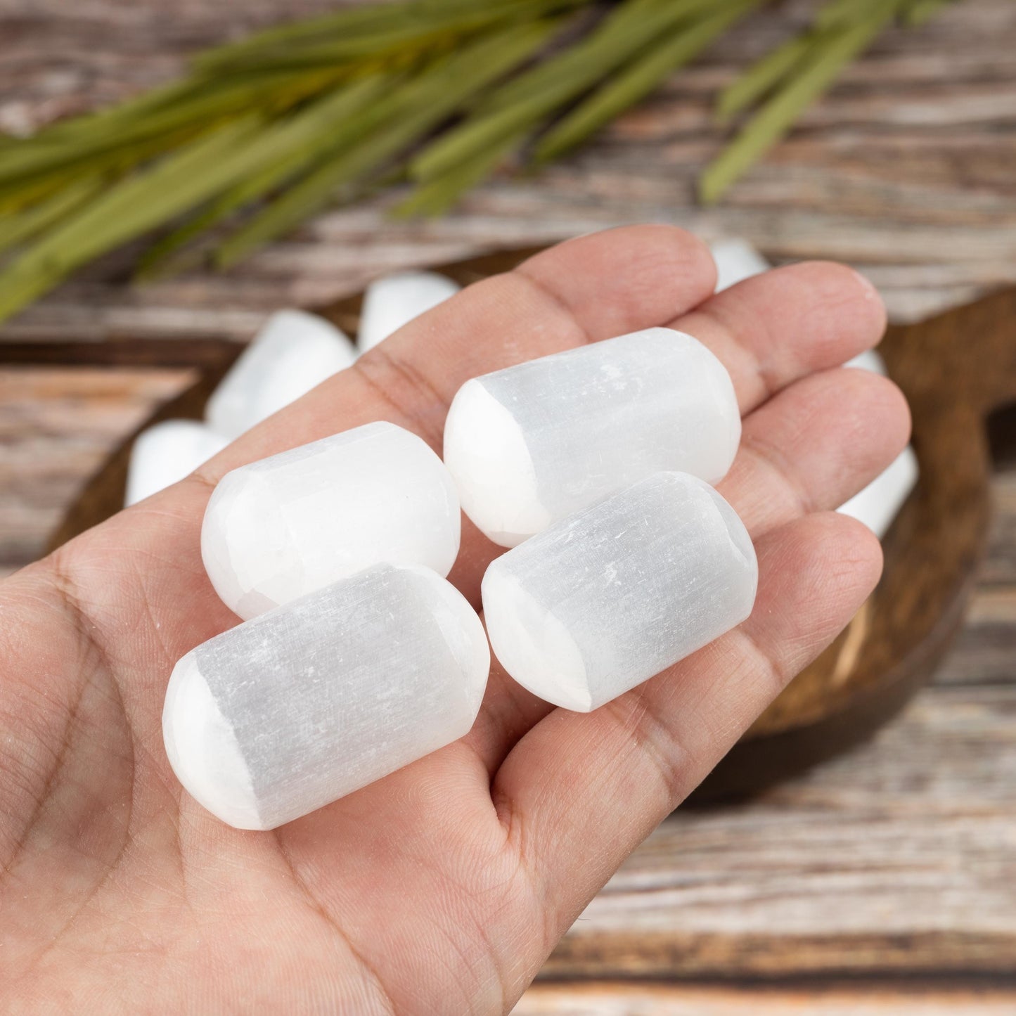 Selenite Crystal Tumble Stone Cylinder Shape, Authentic Polished Stone for Meditation, Spiritual Gifts, Chakra Healing, Reiki, & Energy Work