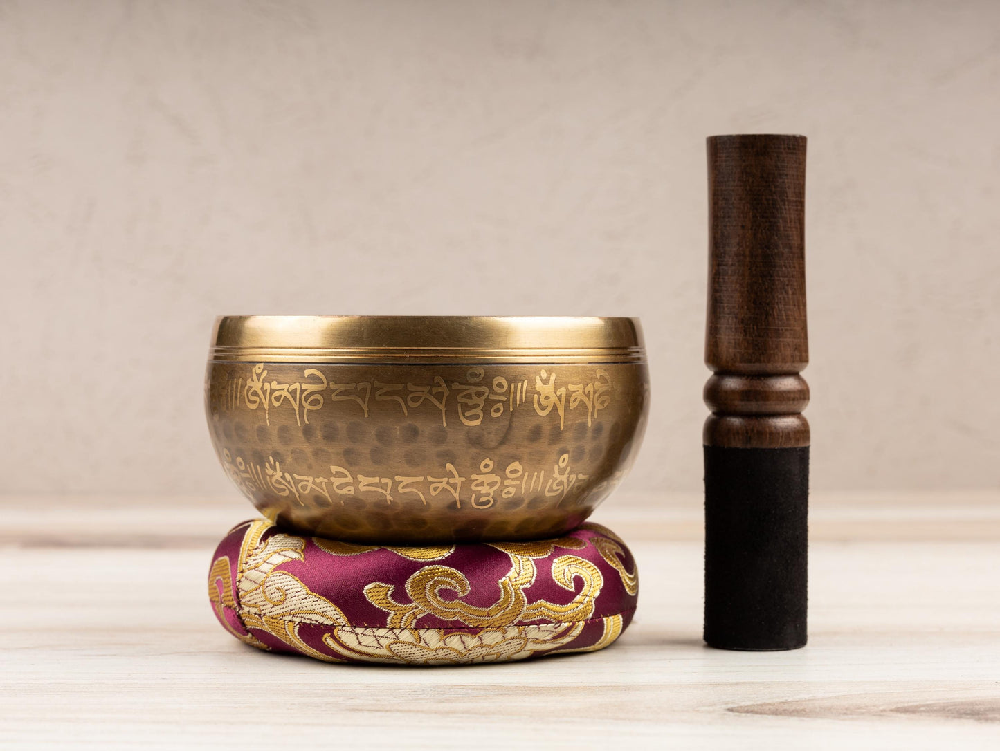 Tibetan Singing Bowl, Ohm Design, Meditation Bowl, Sound Bowl Chakra Healing, Handcrafted Singing Bowl Set, Spiritual & Wellness Gift