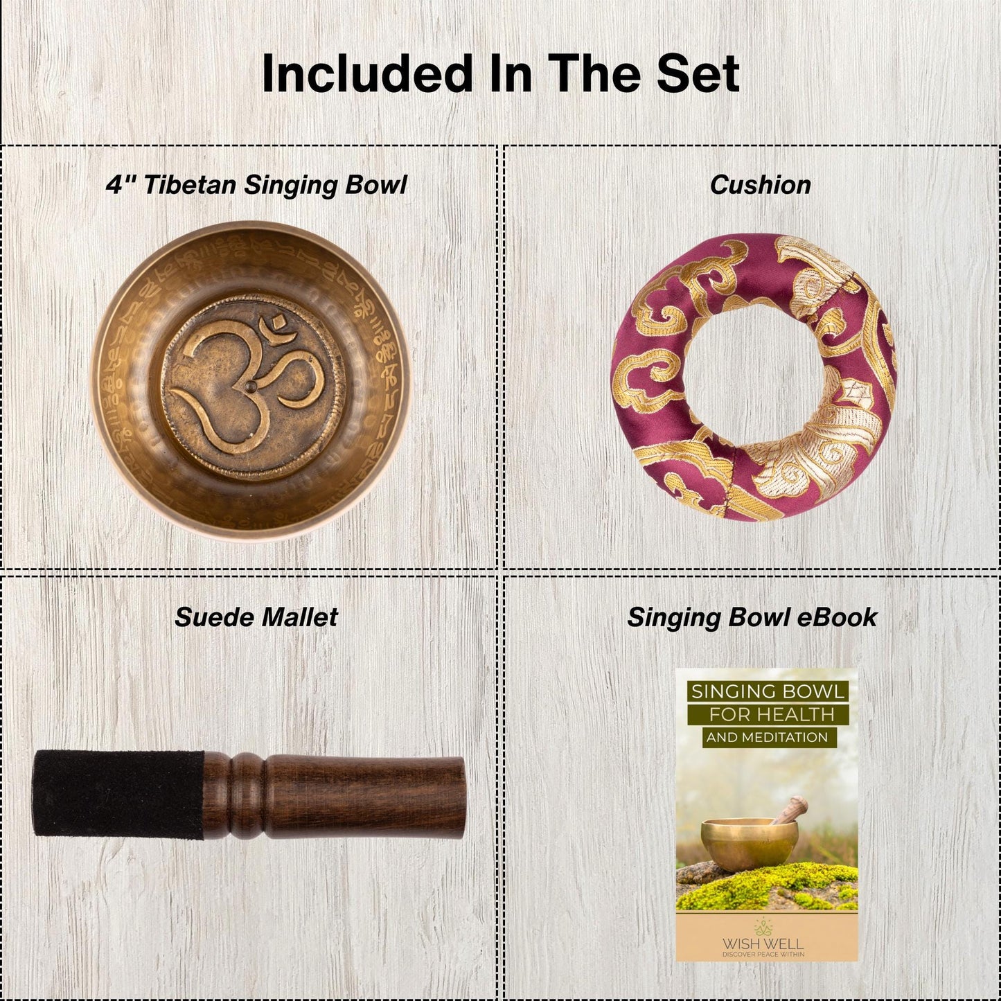 Tibetan Singing Bowl, Ohm Design, Meditation Bowl, Sound Bowl Chakra Healing, Handcrafted Singing Bowl Set, Spiritual & Wellness Gift