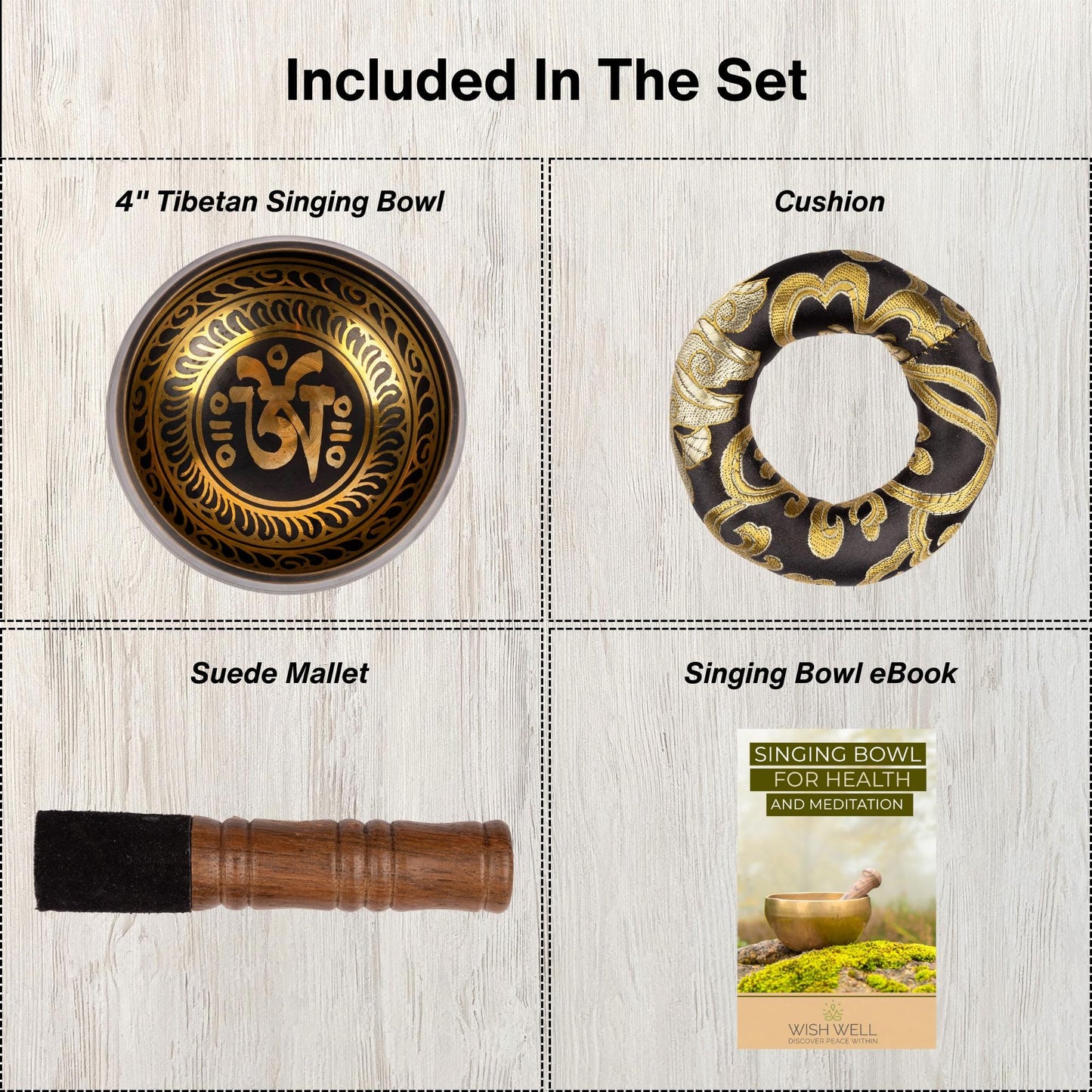 Tibetan Singing Bowl, Tibetan Ohm Design, Meditation Bowl, Sound Bowl Chakra Healing, Handcrafted Singing Bowl Set, Spiritual Wellness Gift