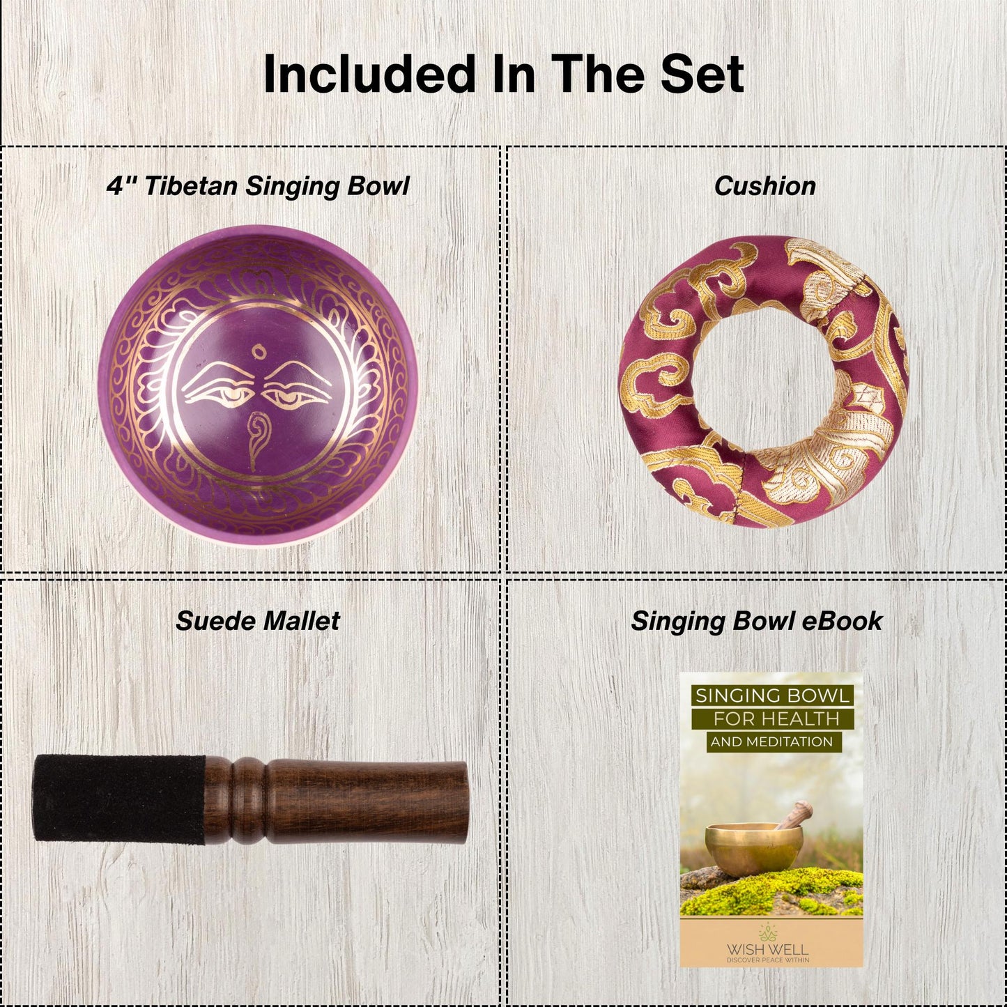 Tibetan Singing Bowl, Buddha's Eye Design, Meditation Bowl, Sound Bowl Chakra Healing, Handcrafted Singing Bowl Set, Spiritual Wellness Gift