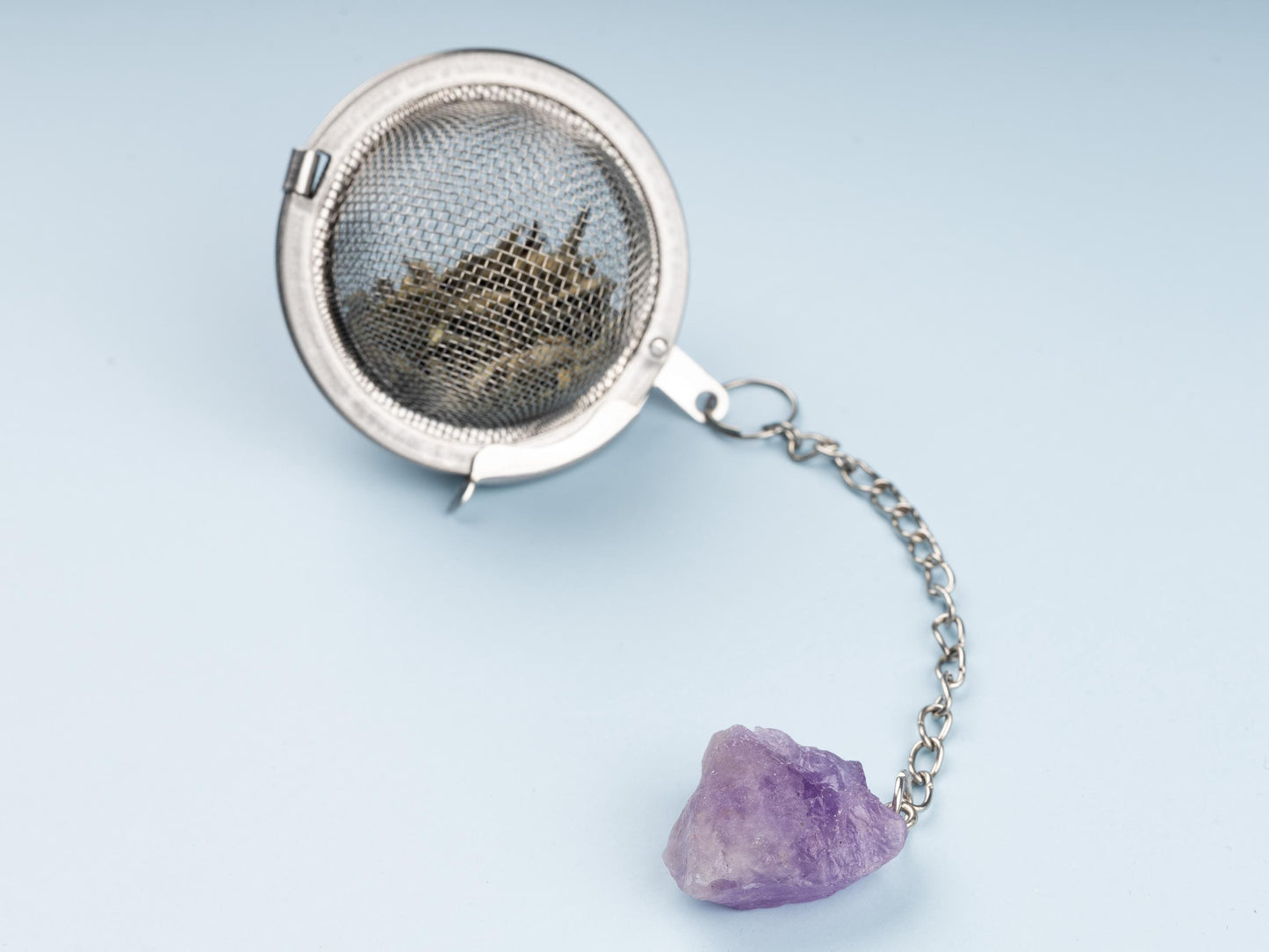 Raw Crystal Tea Infuser, Loose Leaf Tea Steeper with Natural Stone, Tea Lover Gift, Rough Crystal Tea Ball, Amethyst, Rose Quartz & More