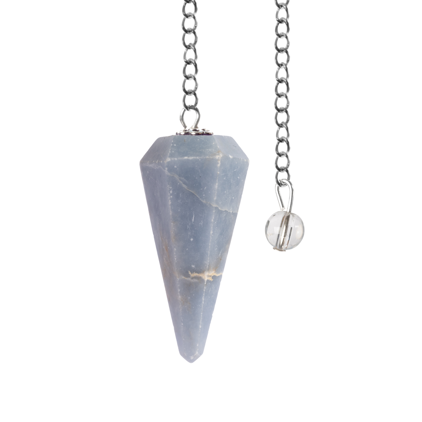 Angelite Pendulum Crystal, Faceted Pendulum Divination Tools, Dowsing Pendulum Crystal for Energy Work, Crystal Grid & Reiki Healing