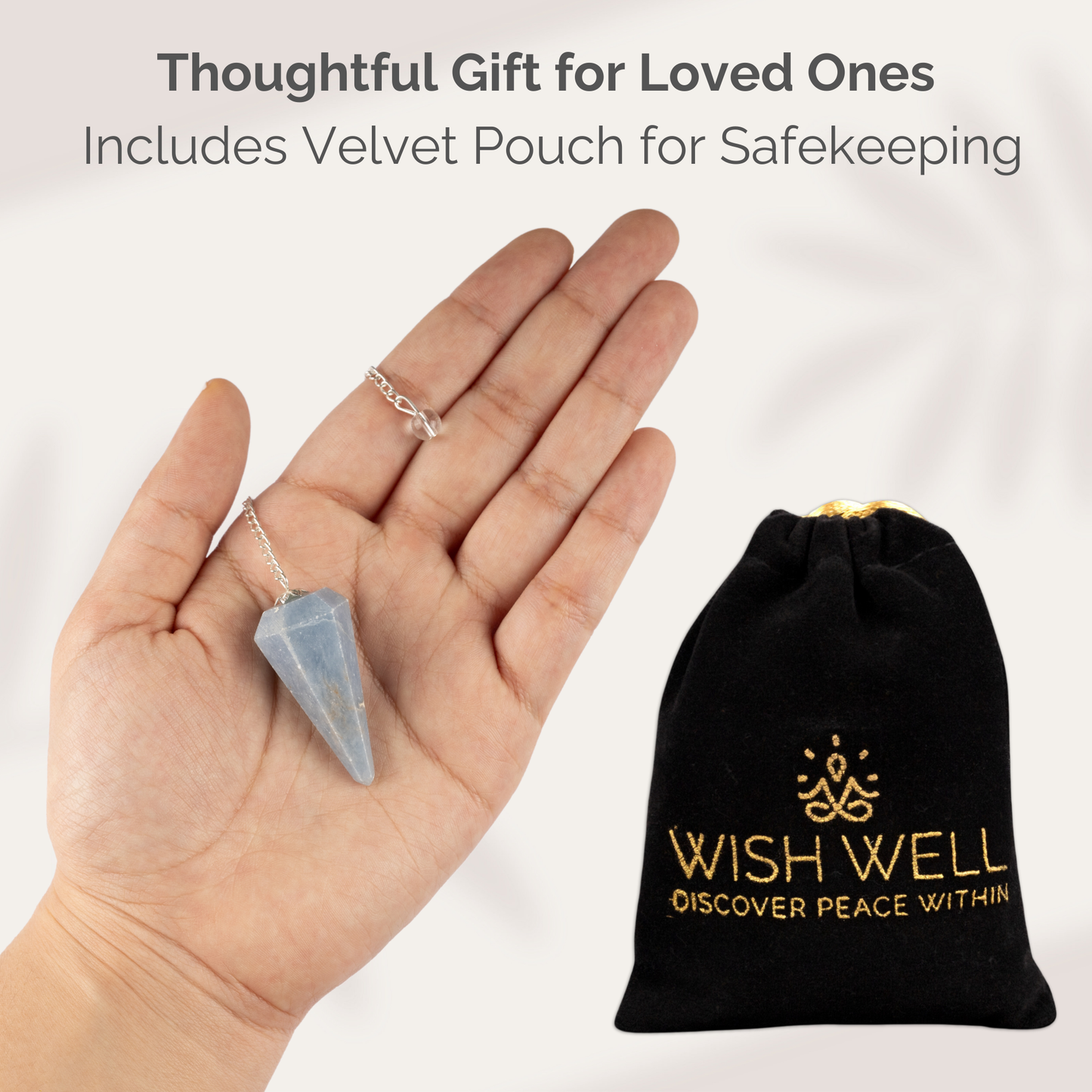 Angelite Pendulum Crystal, Faceted Pendulum Divination Tools, Dowsing Pendulum Crystal for Energy Work, Crystal Grid & Reiki Healing