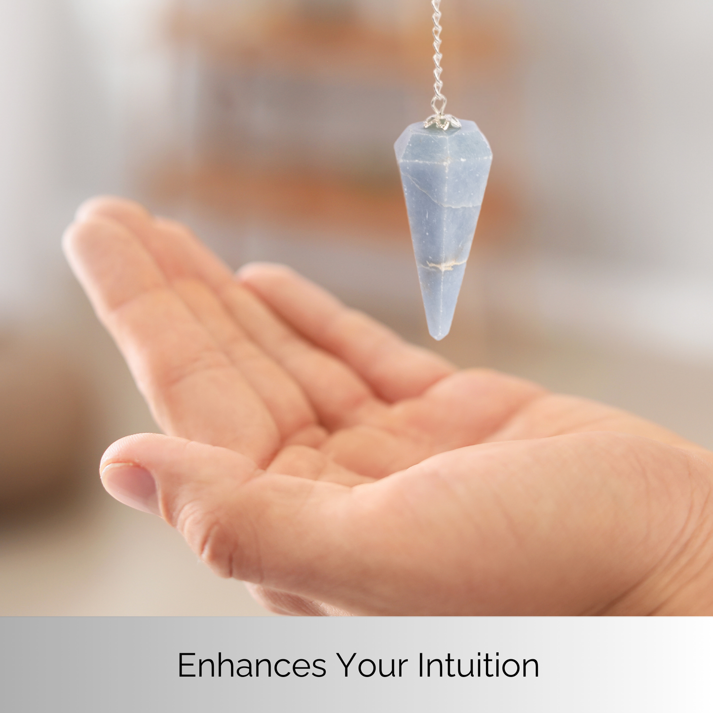 Angelite Pendulum Crystal, Faceted Pendulum Divination Tools, Dowsing Pendulum Crystal for Energy Work, Crystal Grid & Reiki Healing