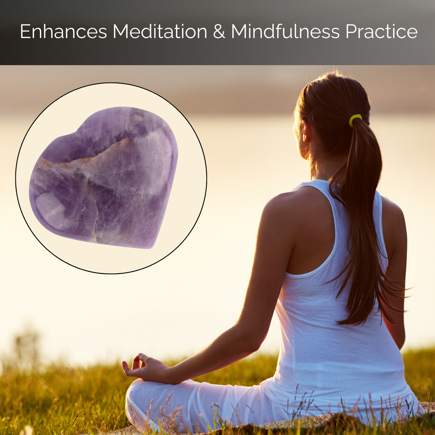 Amethyst Heart Palm Stone, Polished Crystal Stone for Chakra Balancing, Meditation, Spiritual and Crystal Gift