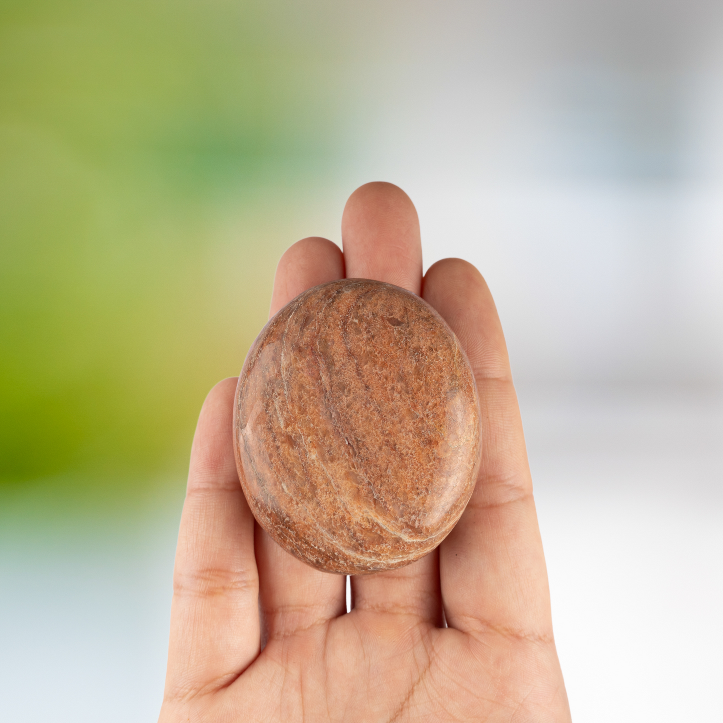 Peach Moonstone Palm Stone, Polished Crystal Stone for Chakra Balancing, Meditation, Spiritual and Crystal Gift