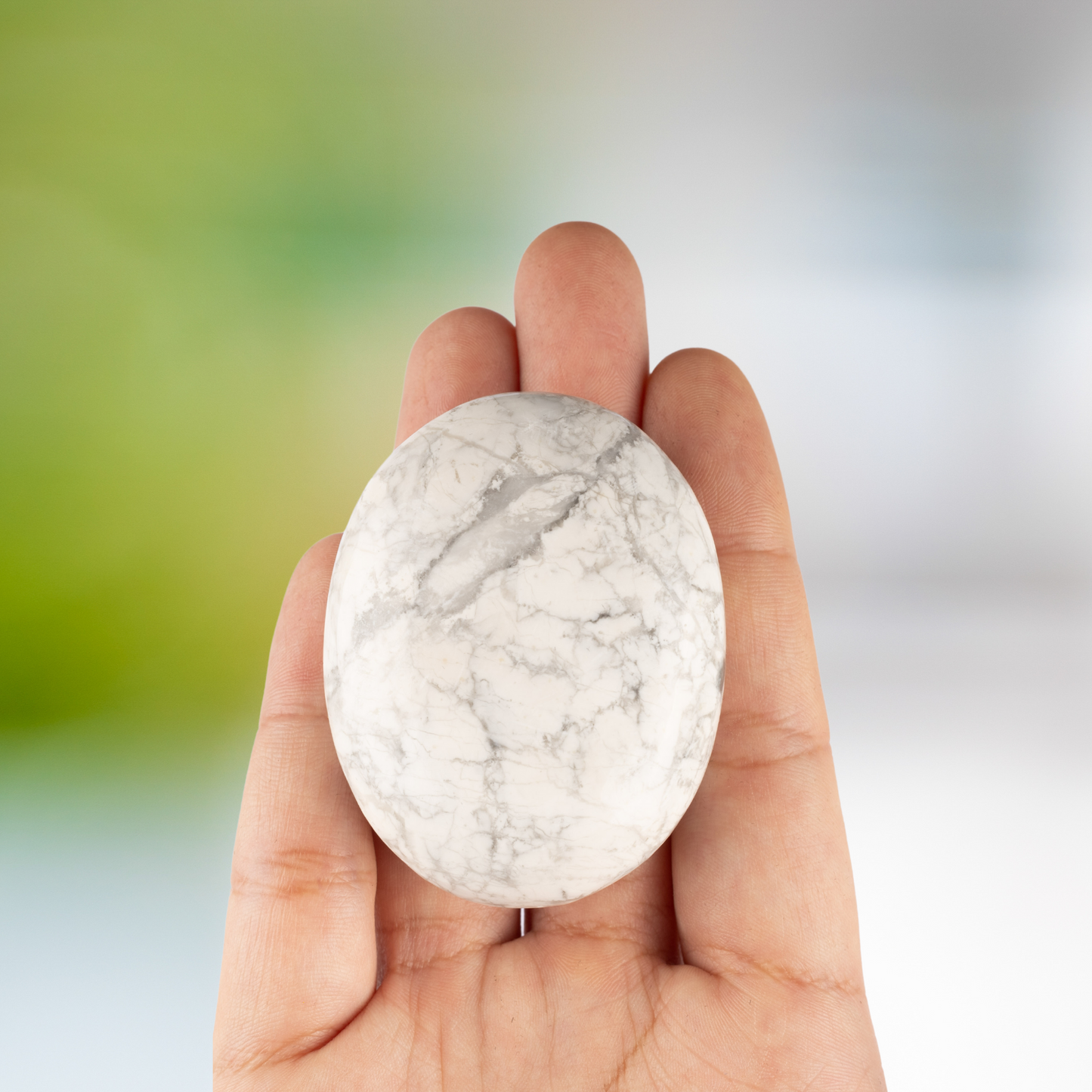 White Howlite Palm Stone, Polished Crystal Stone for Chakra Balancing, Meditation, Spiritual and Crystal Gift
