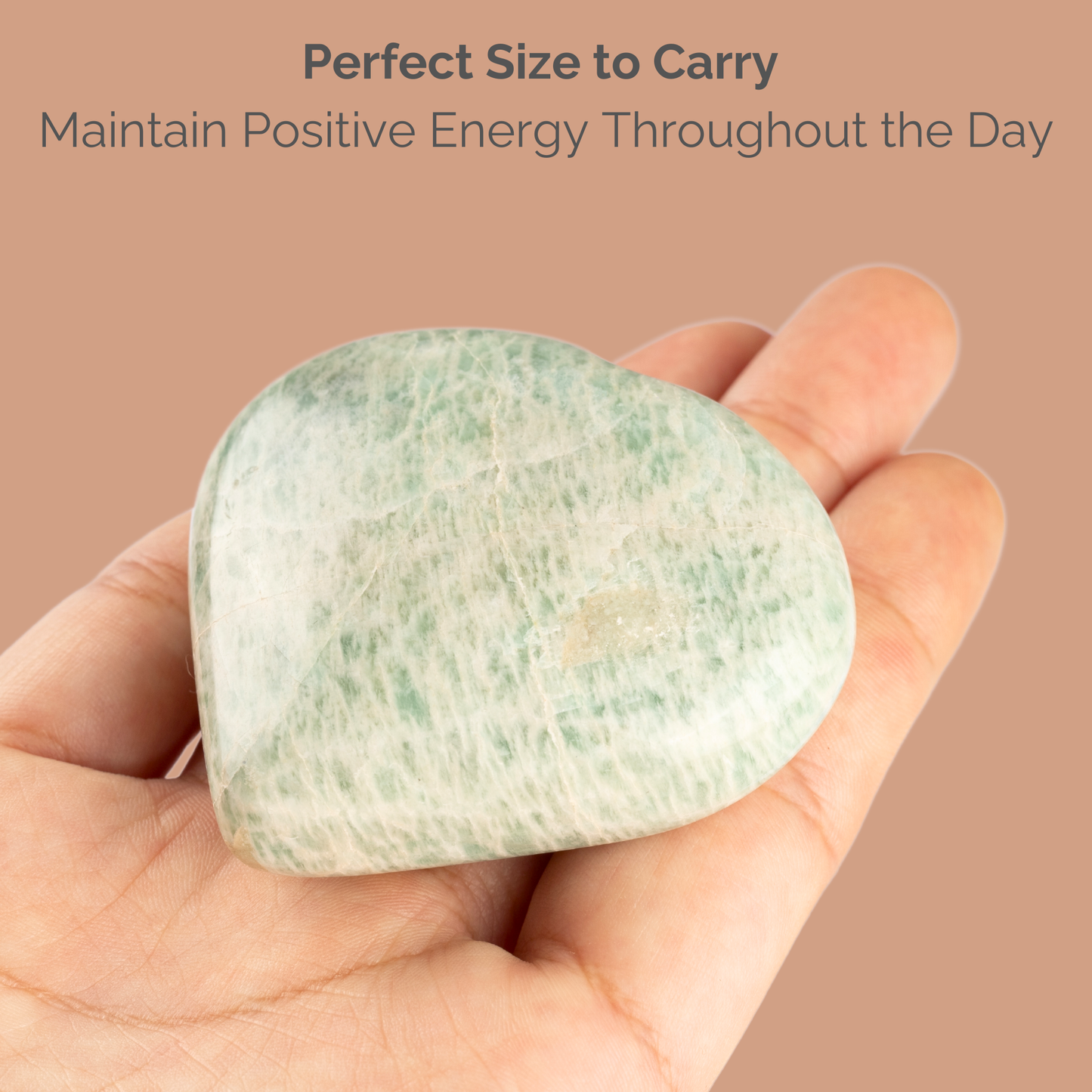 Amazonite Heart Palm Stone, Polished Crystal Stone for Chakra Balancing, Meditation, Spiritual and Crystal Gift
