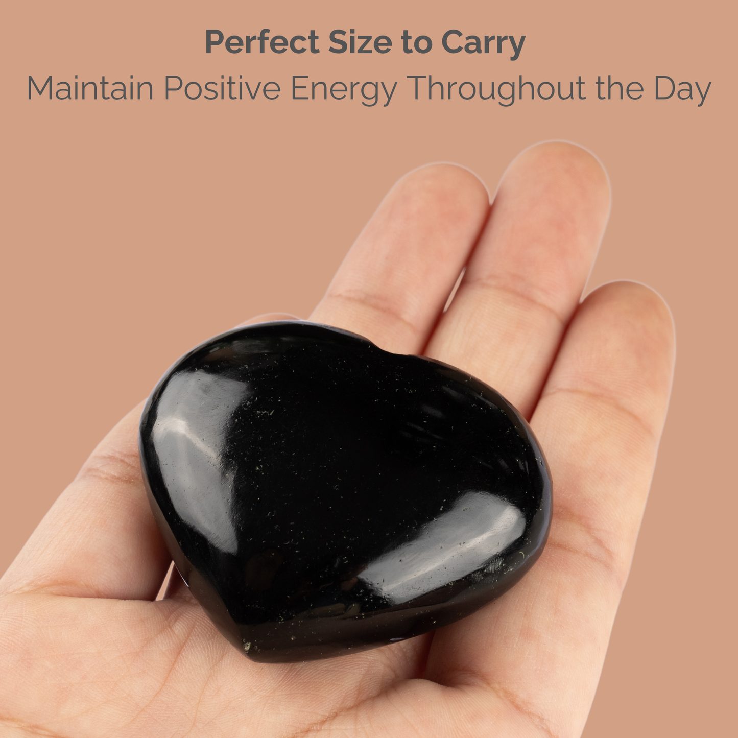 Black Obsidian Heart Palm Stone, Polished Crystal Stone for Chakra Balancing, Meditation, Spiritual and Crystal Gift