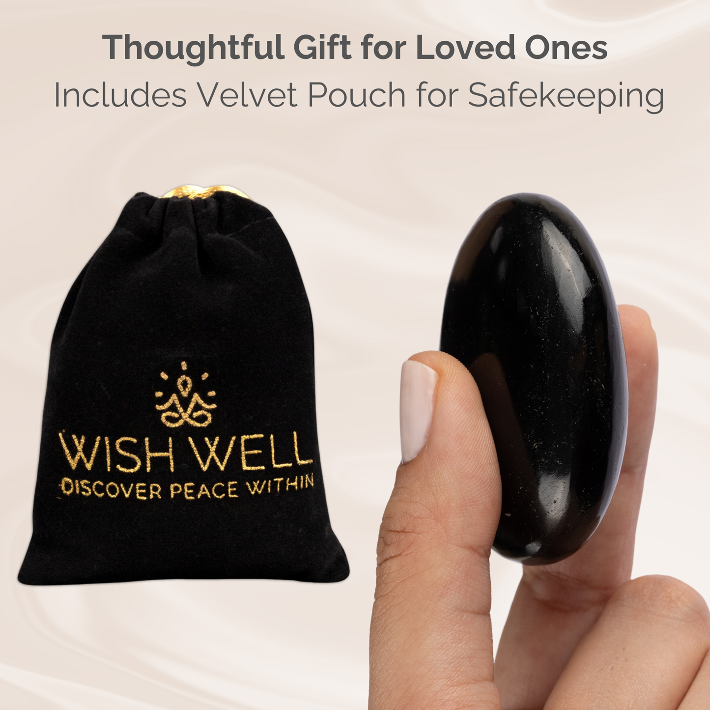 Black Obsidian Palm Stone, Polished Crystal Stone for Chakra Balancing, Meditation, Spiritual and Crystal Gift