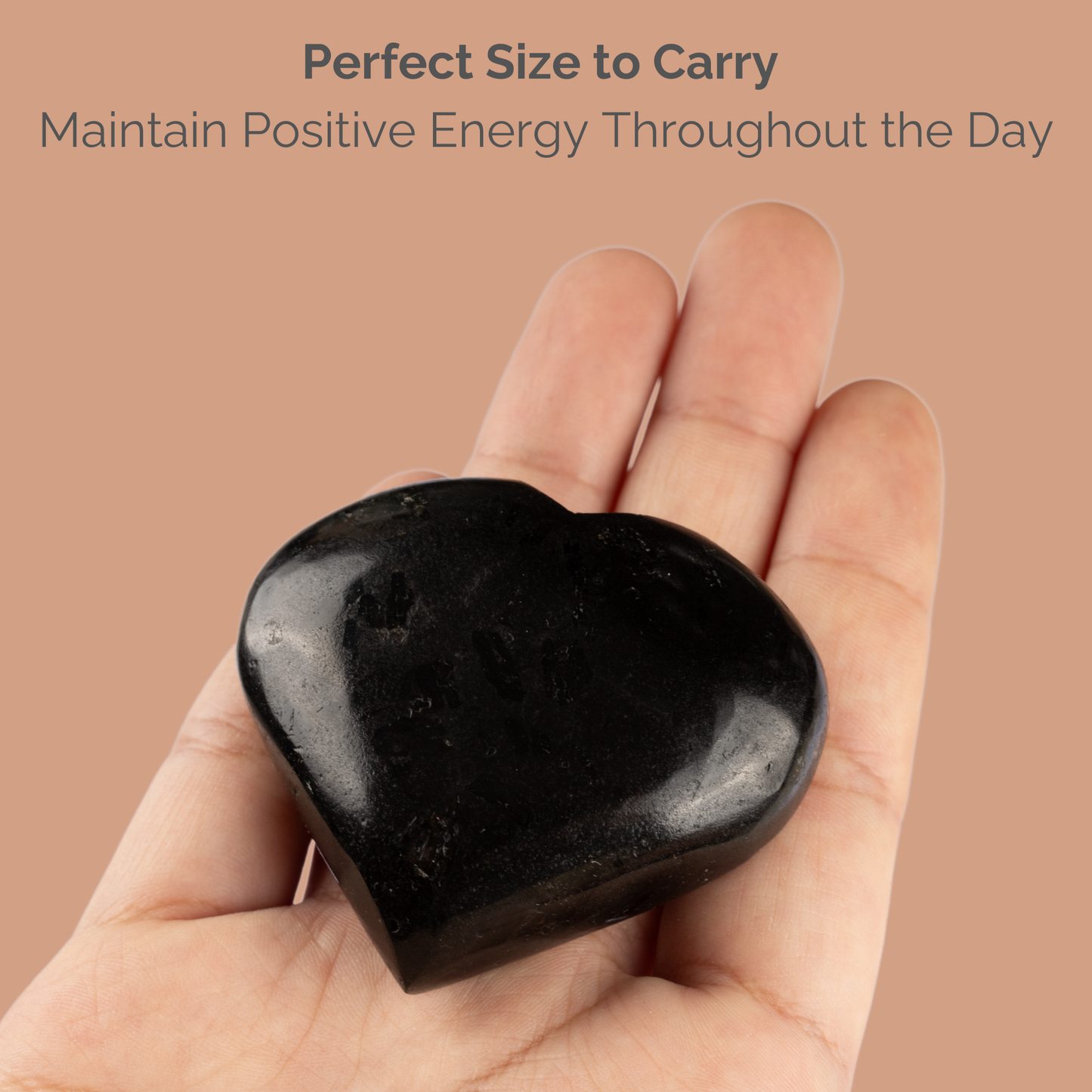 Black Tourmaline Heart Palm Stone, Polished Crystal Stone for Chakra Balancing, Meditation, Spiritual and Crystal Gift