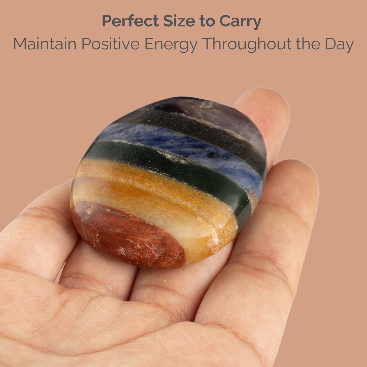 7 Chakra Palm Stone, Polished Crystal Stone for Chakra Balancing, Meditation, Spiritual and Crystal Gift