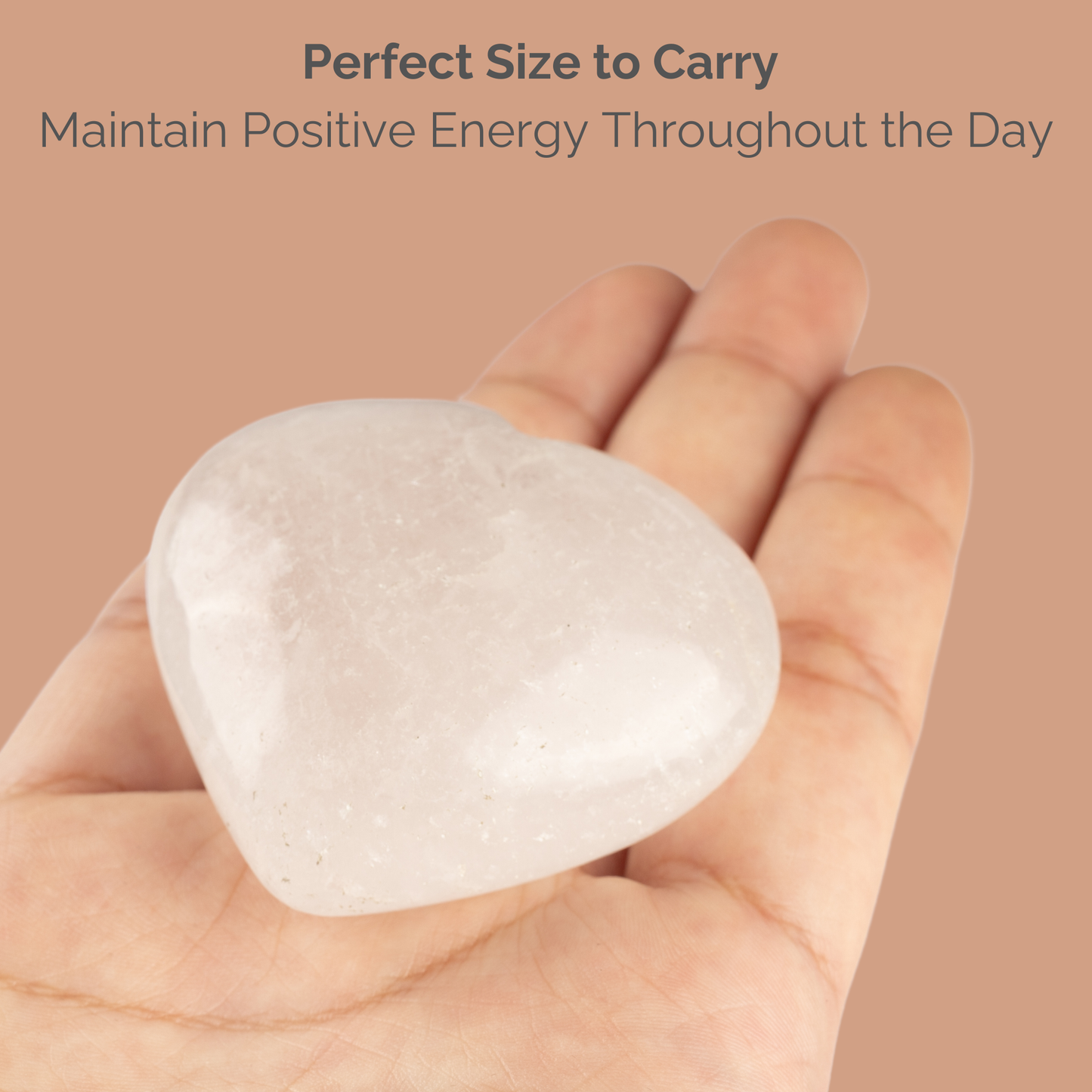 Clear Quartz Heart Palm Stone, Polished Crystal Stone for Chakra Balancing, Meditation, Spiritual and Crystal Gift