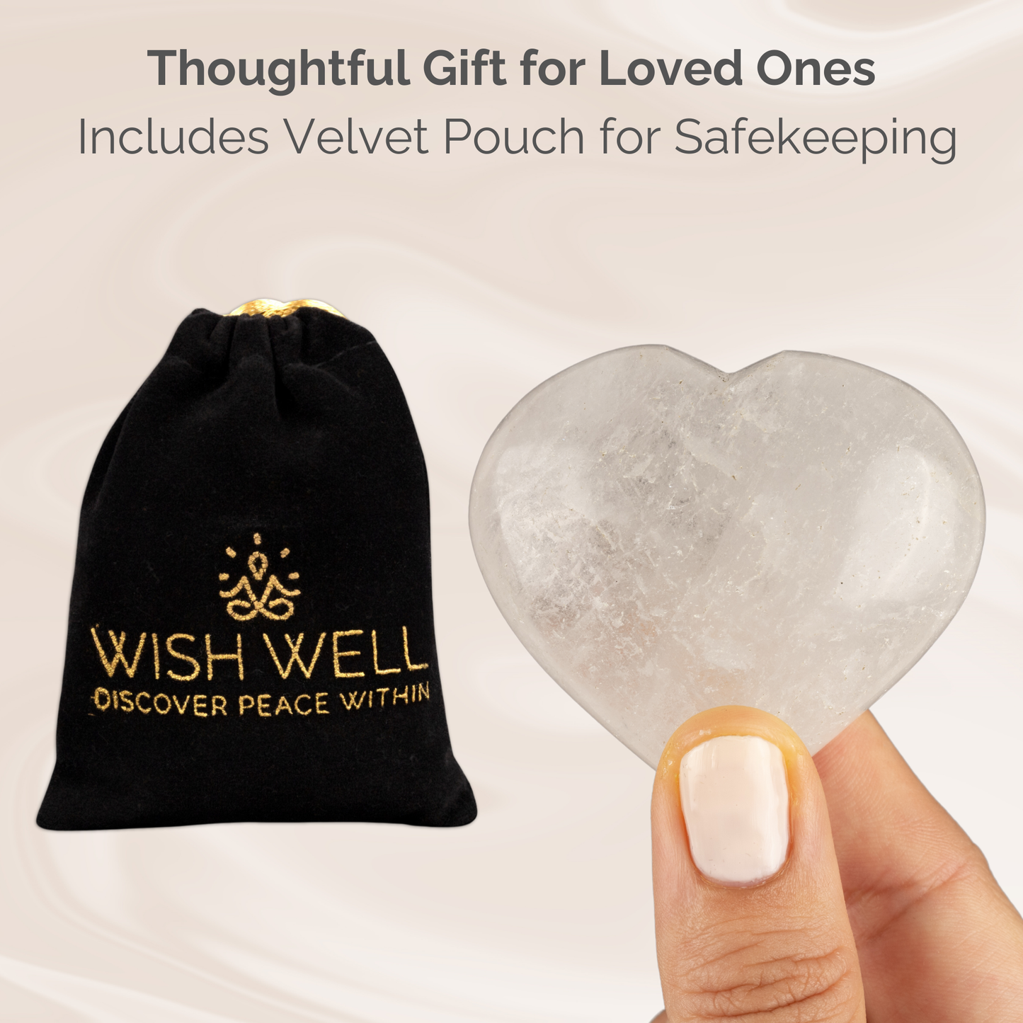 Clear Quartz Heart Palm Stone, Polished Crystal Stone for Chakra Balancing, Meditation, Spiritual and Crystal Gift