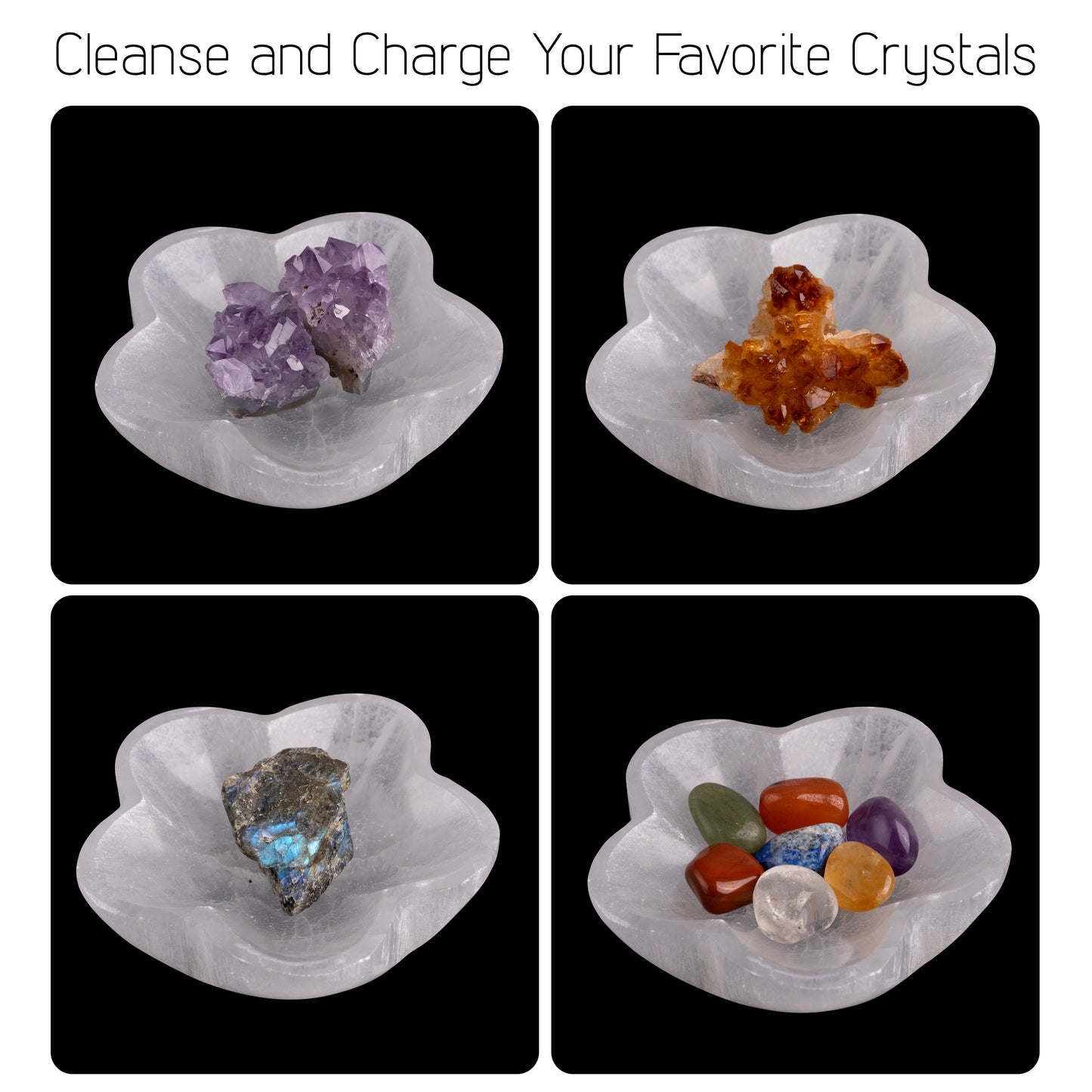 Flower Selenite Bowl, Selenite Crystal Cleansing Bowl, Healing Crystals & Stones, Spiritual Crystal Decor
