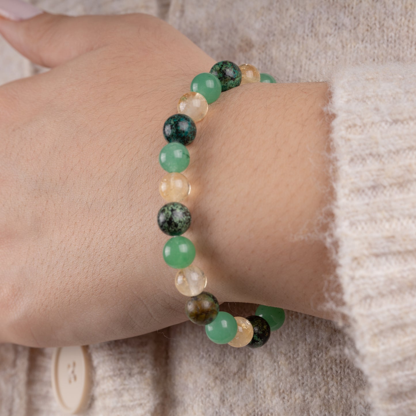 Prosperity Bracelet - Green Aventurine, African Turquoise, and Citrine Crystal Healing Stones - Beaded Bracelet, Spiritual Gifts