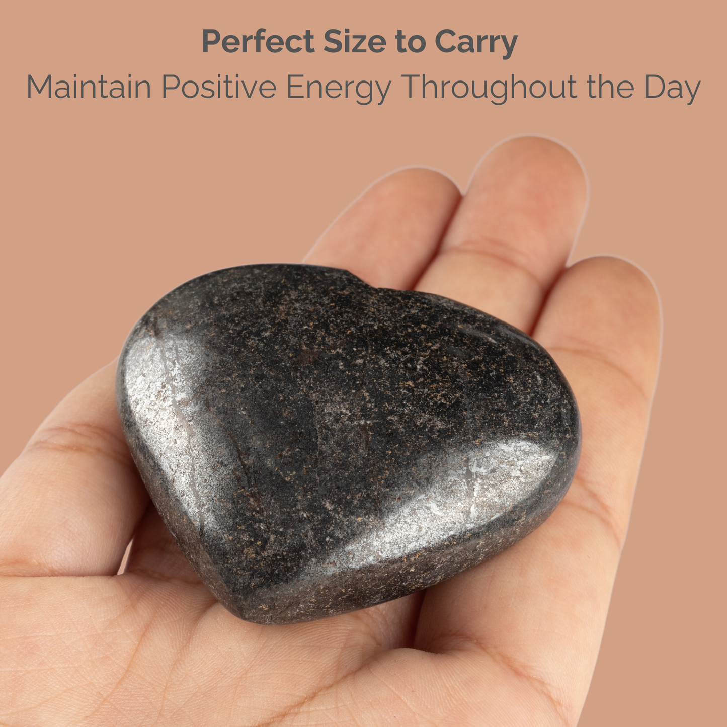 Hematite Heart Palm Stone, Polished Crystal Stone for Chakra Balancing, Meditation, Spiritual and Crystal Gift