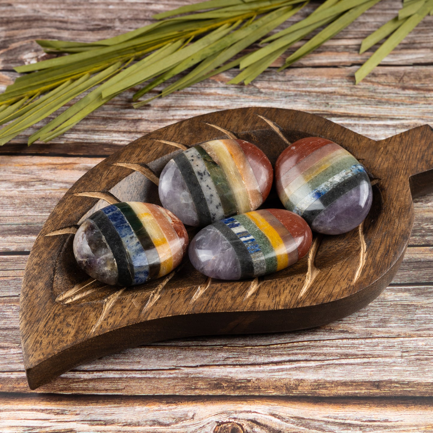 7 Chakra Palm Stone, Polished Crystal Stone for Chakra Balancing, Meditation, Spiritual and Crystal Gift
