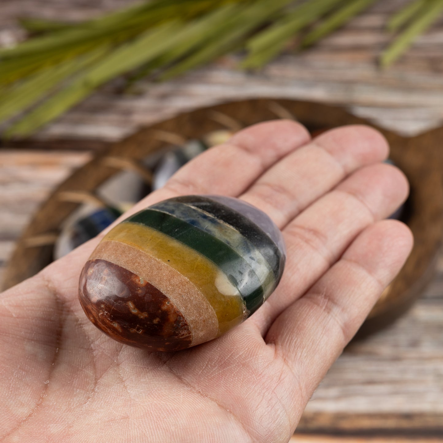 7 Chakra Palm Stone, Polished Crystal Stone for Chakra Balancing, Meditation, Spiritual and Crystal Gift