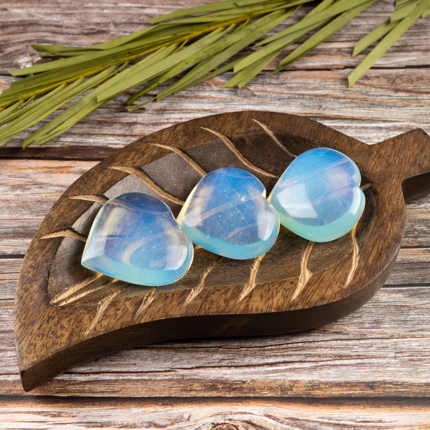 Opalite Heart Palm Stone, Polished Crystal Stone for Chakra Balancing, Meditation, Spiritual and Crystal Gift