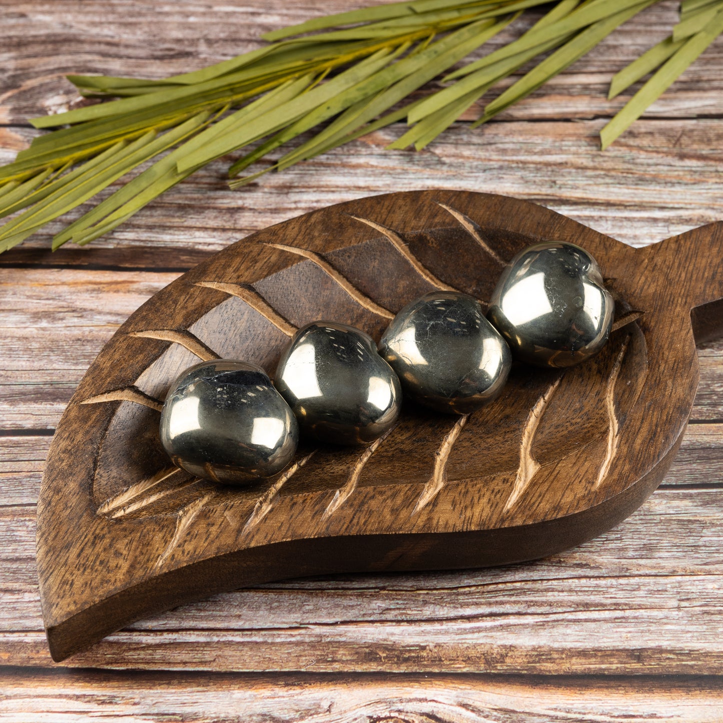 Pyrite Heart Palm Stone, Polished Crystal Stone for Chakra Balancing, Meditation, Spiritual and Crystal Gift