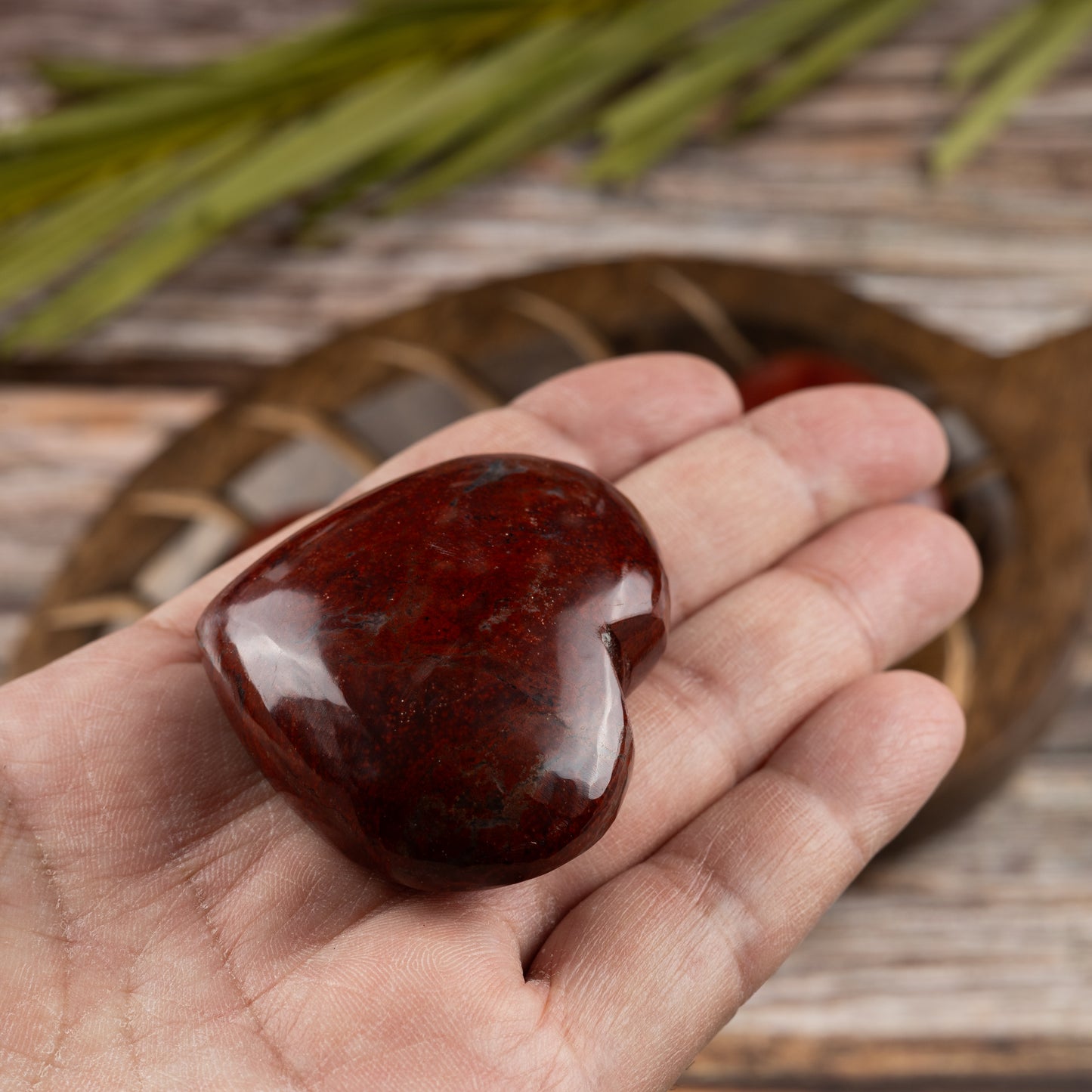 Red Jasper Heart Palm Stone, Polished Crystal Stone for Chakra Balancing, Meditation, Spiritual and Crystal Gift