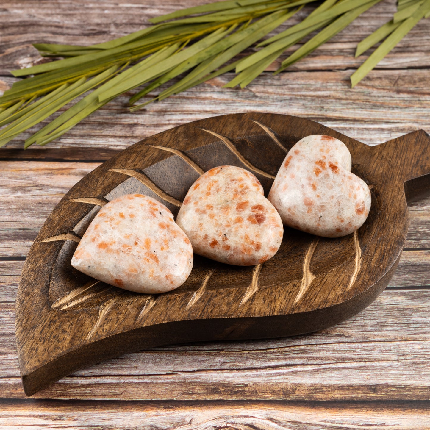Sunstone Heart Palm Stone, Polished Crystal Stone for Chakra Balancing, Meditation, Spiritual and Crystal Gift