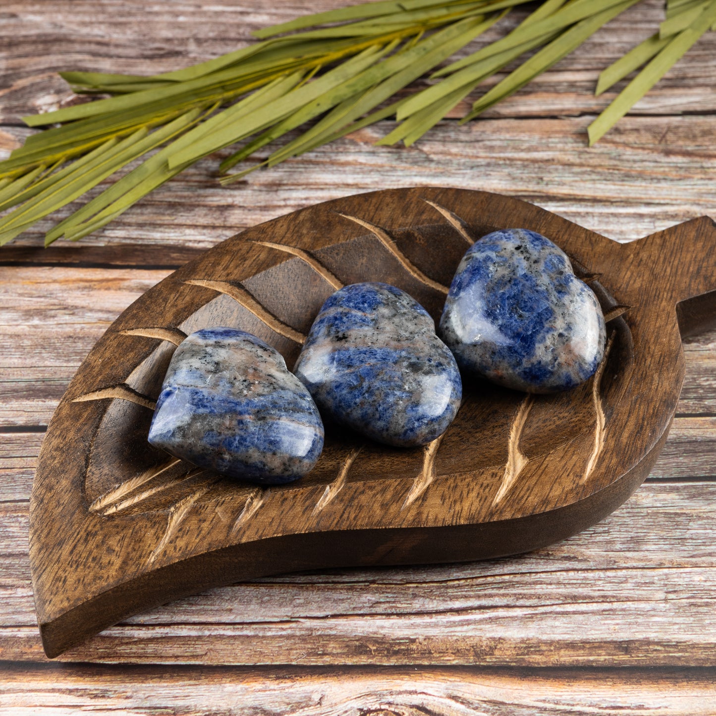 Sodalite Heart Palm Stone, Polished Crystal Stone for Chakra Balancing, Meditation, Spiritual and Crystal Gift