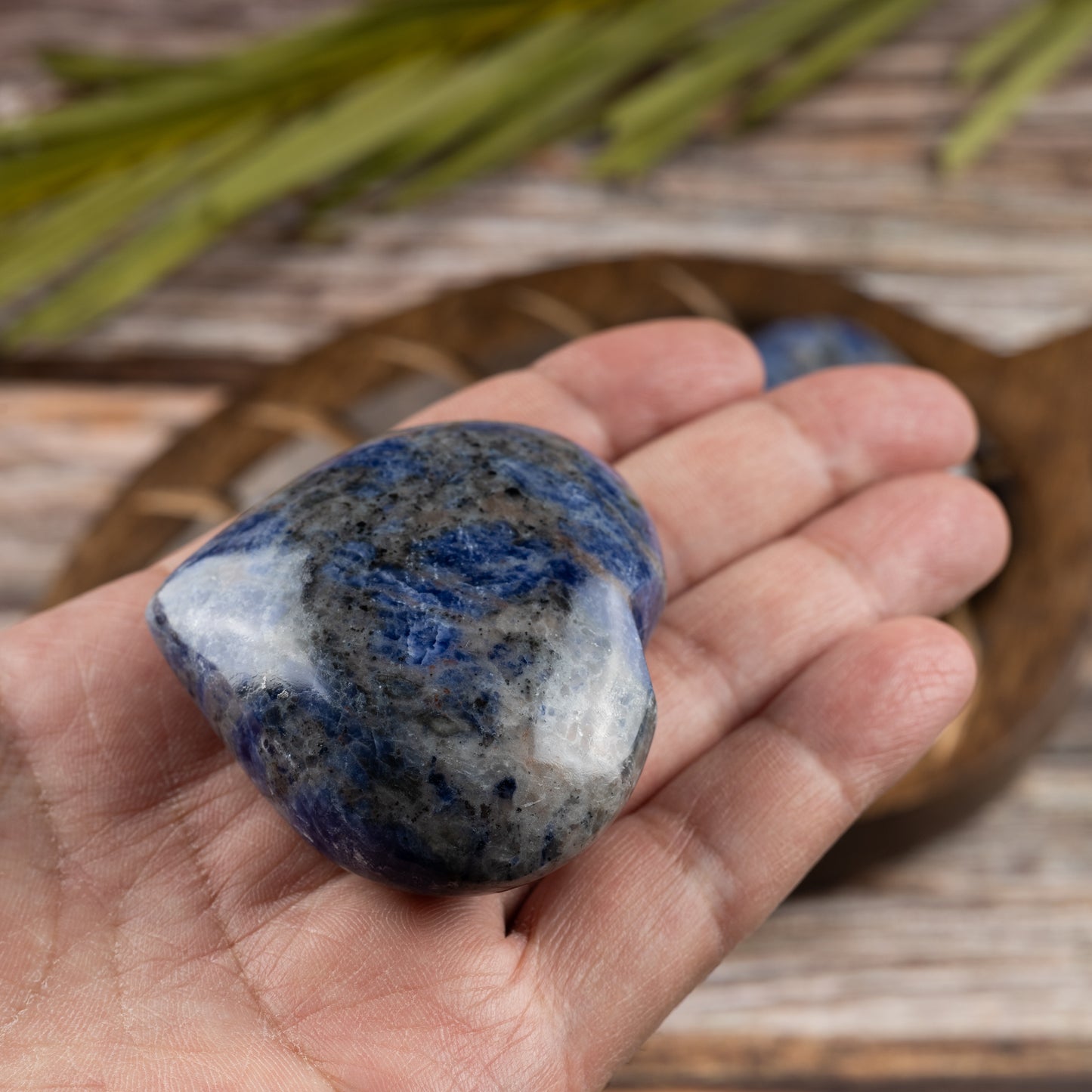 Sodalite Heart Palm Stone, Polished Crystal Stone for Chakra Balancing, Meditation, Spiritual and Crystal Gift