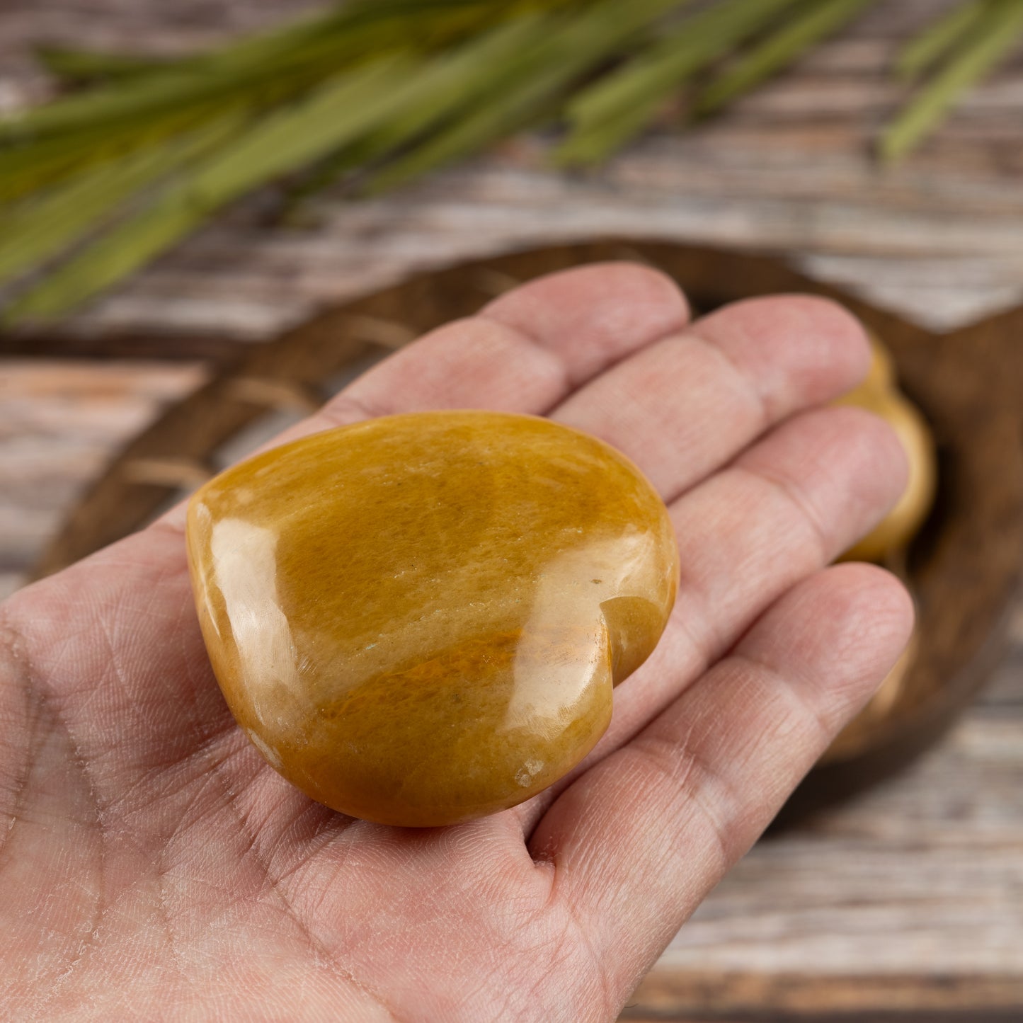 Yellow Aventurine Heart Palm Stone, Polished Crystal Stone for Chakra Balancing, Meditation, Spiritual and Crystal Gift