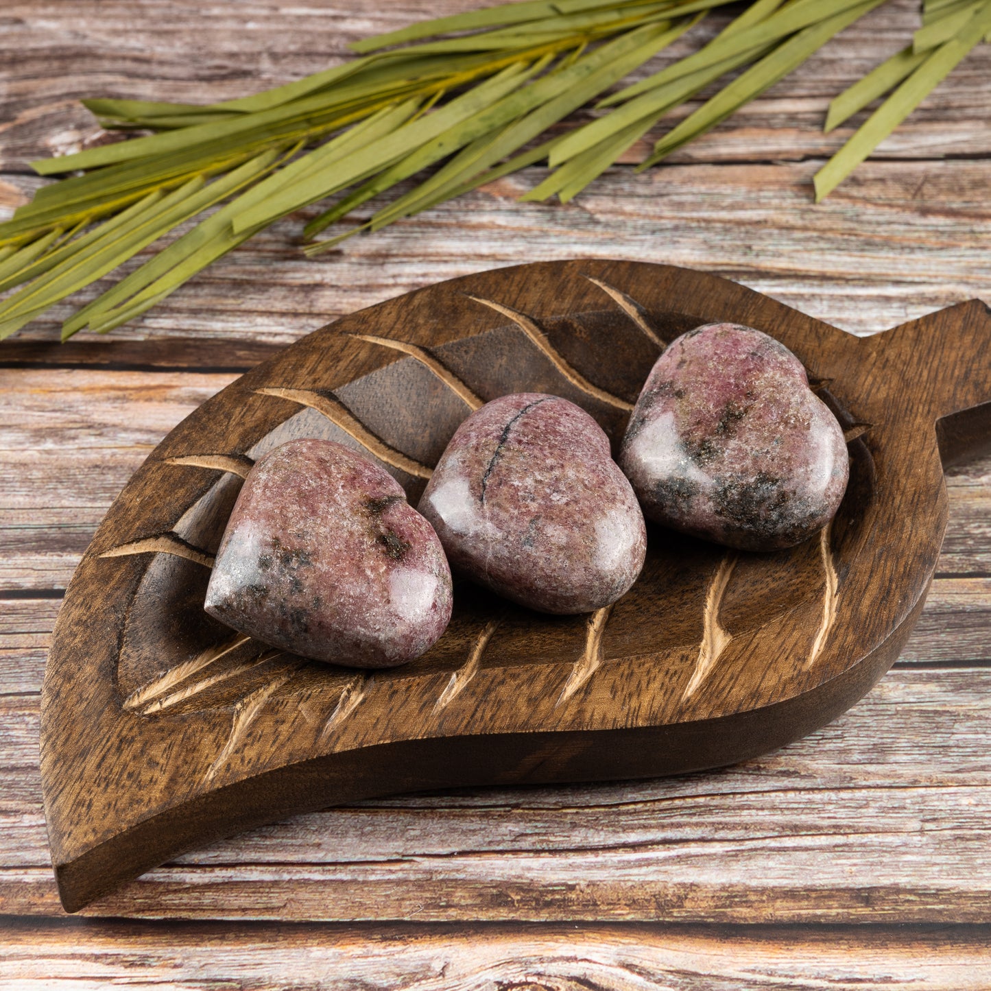 Rhodonite Heart Palm Stone, Polished Crystal Stone for Chakra Balancing, Meditation, Spiritual and Crystal Gift
