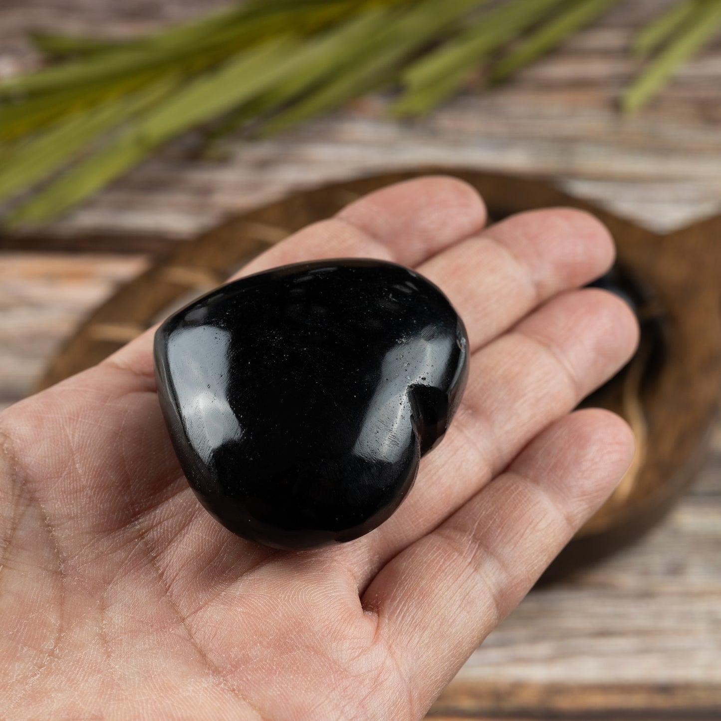 Black Obsidian Heart Palm Stone, Polished Crystal Stone for Chakra Balancing, Meditation, Spiritual and Crystal Gift