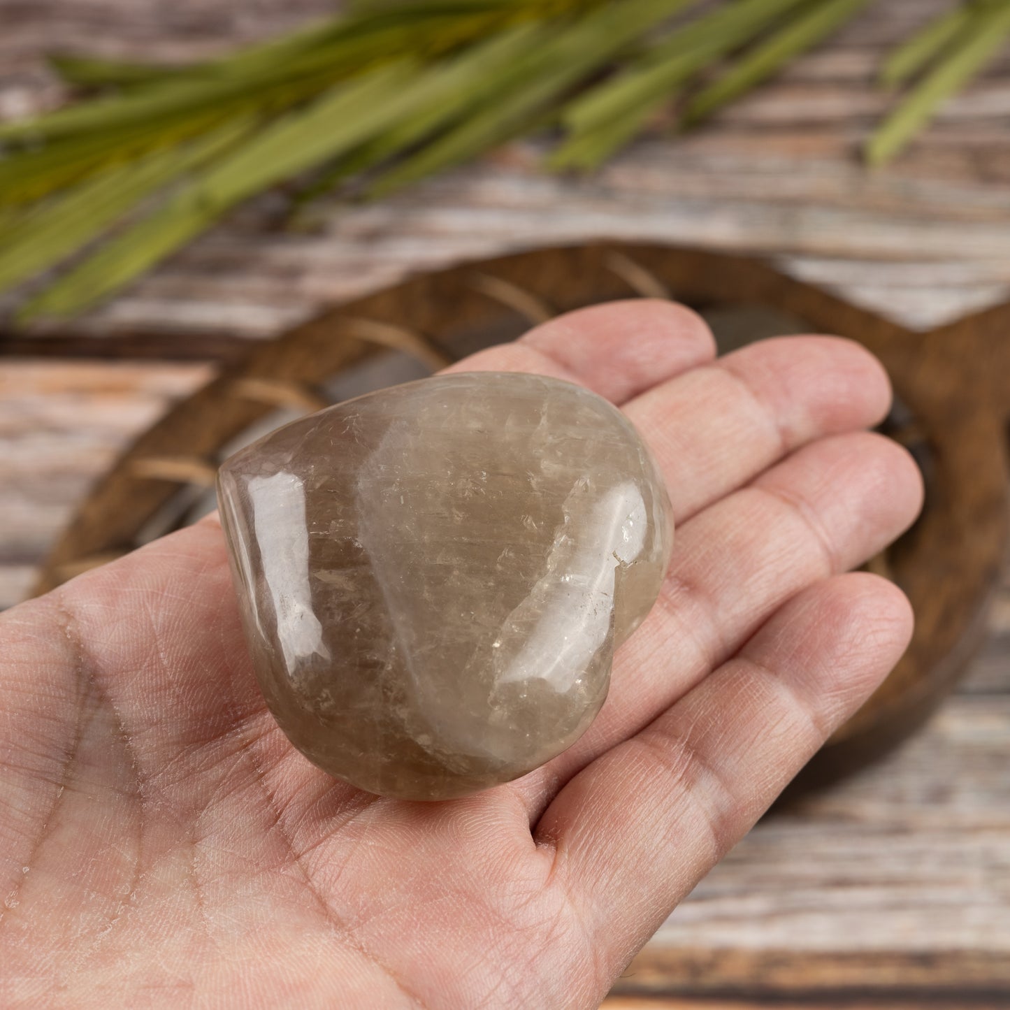 Smoky Quartz Heart Palm Stone, Polished Crystal Stone for Chakra Balancing, Meditation, Spiritual and Crystal Gift