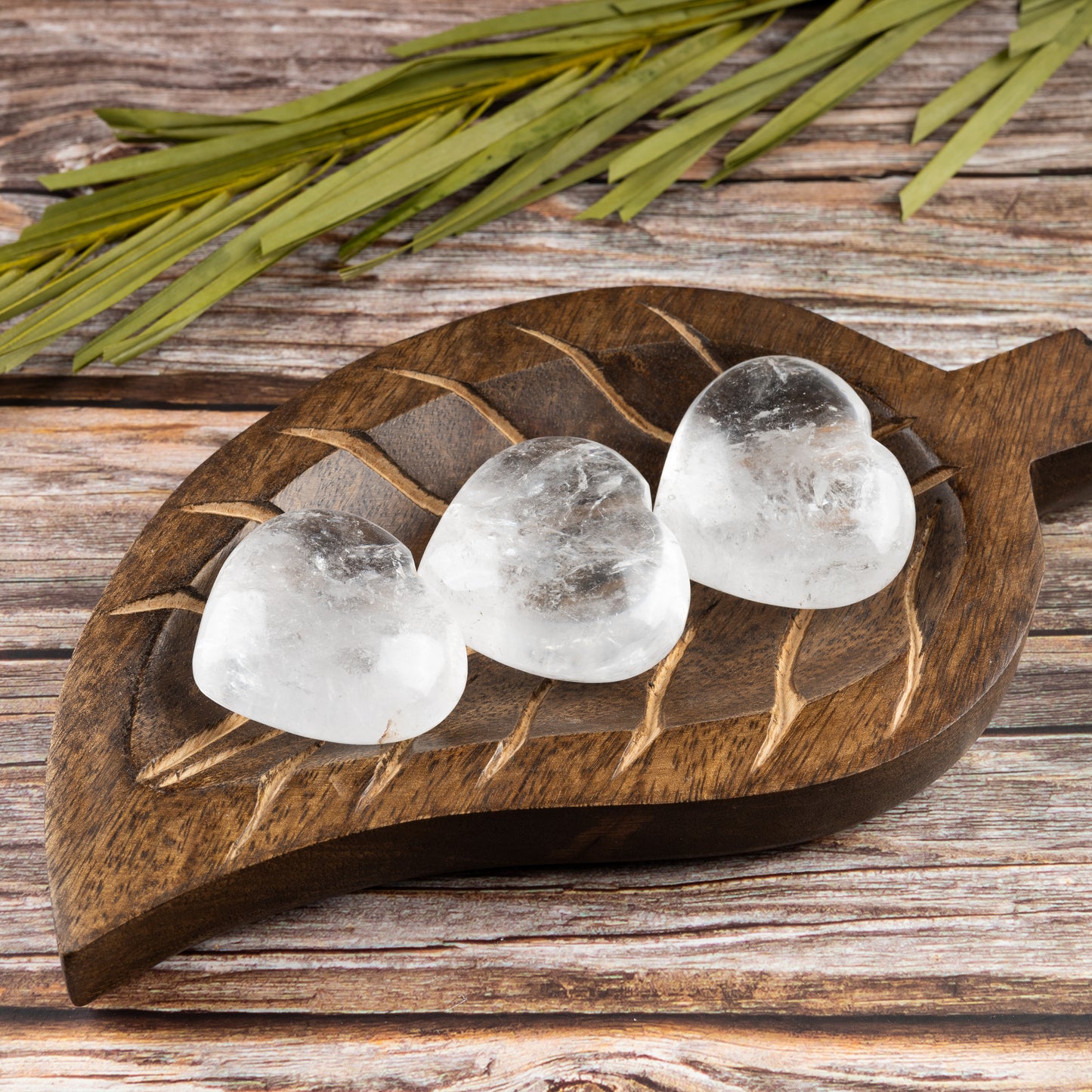 Clear Quartz Heart Palm Stone, Polished Crystal Stone for Chakra Balancing, Meditation, Spiritual and Crystal Gift