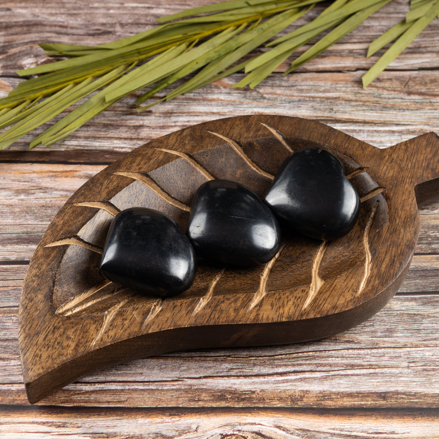 Shungite Heart Palm Stone, Polished Crystal Stone for Chakra Balancing, Meditation, Spiritual and Crystal Gift
