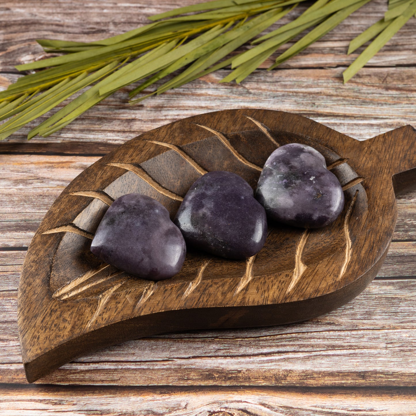Lepidolite Heart Palm Stone, Polished Crystal Stone for Chakra Balancing, Meditation, Spiritual and Crystal Gift