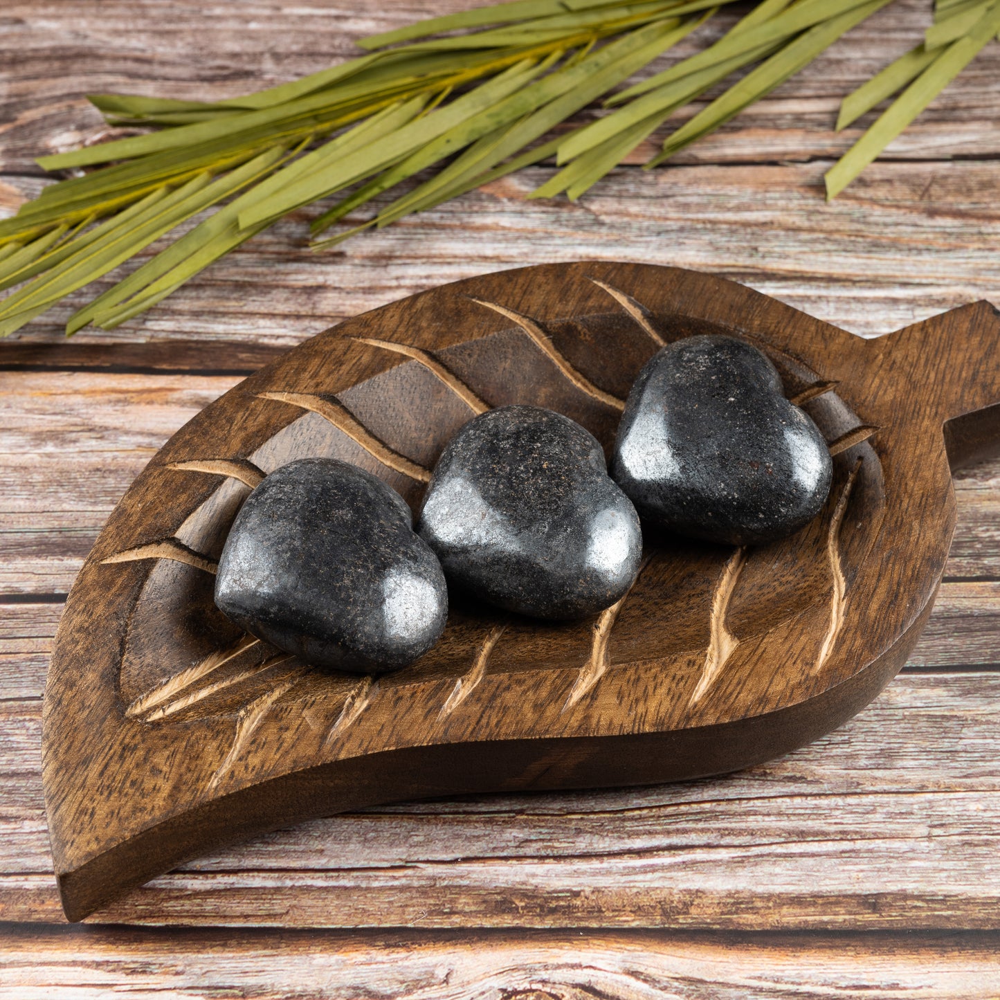 Hematite Heart Palm Stone, Polished Crystal Stone for Chakra Balancing, Meditation, Spiritual and Crystal Gift