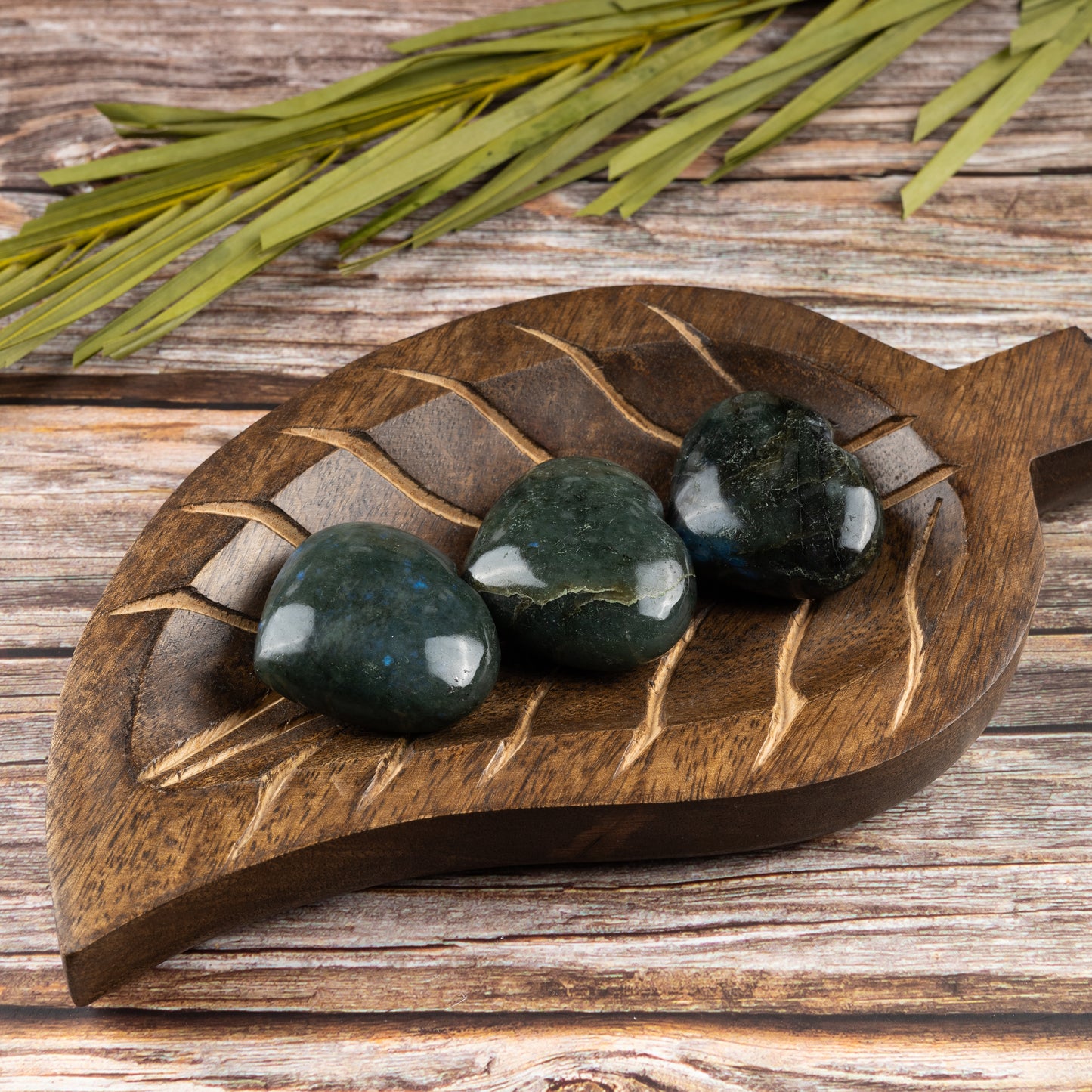 Labradorite Heart Palm Stone, Polished Crystal Stone for Chakra Balancing, Meditation, Spiritual and Crystal Gift