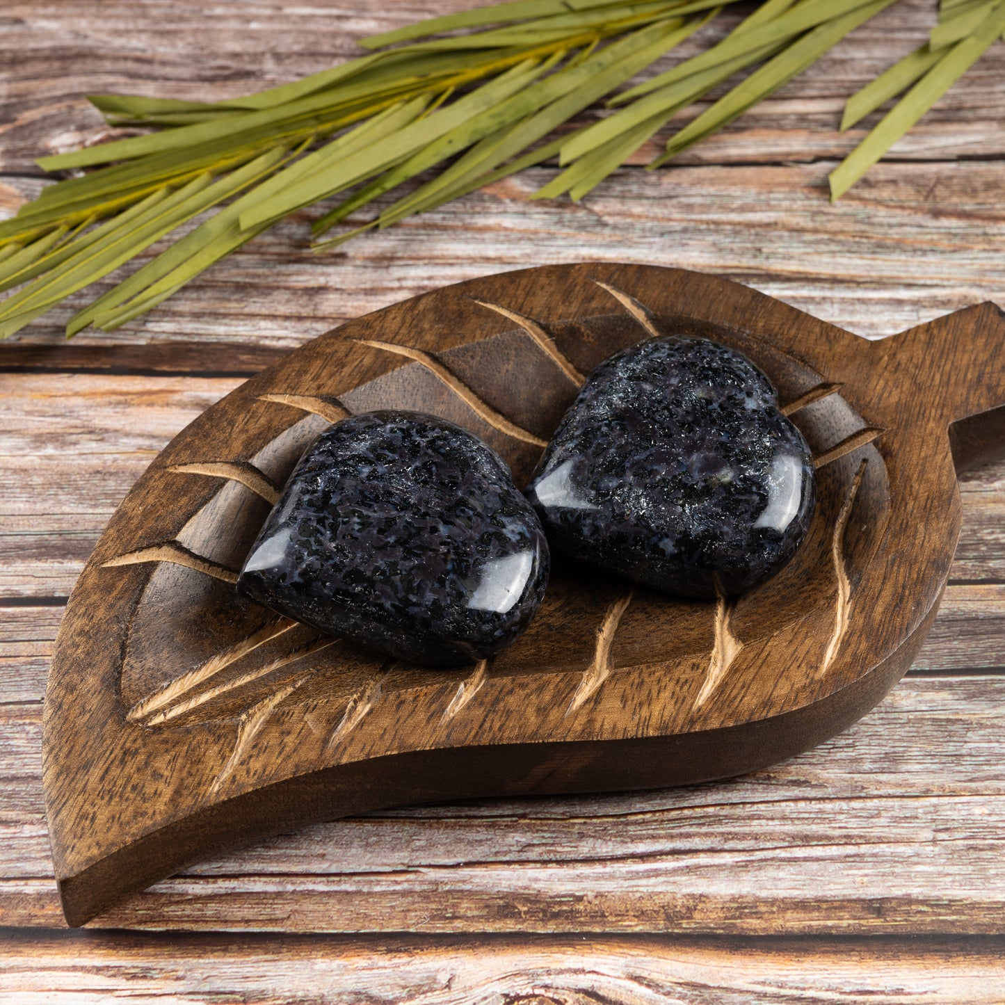 Indigo Gabbro Heart Palm Stone, Polished Crystal Stone for Chakra Balancing, Meditation, Spiritual and Crystal Gift