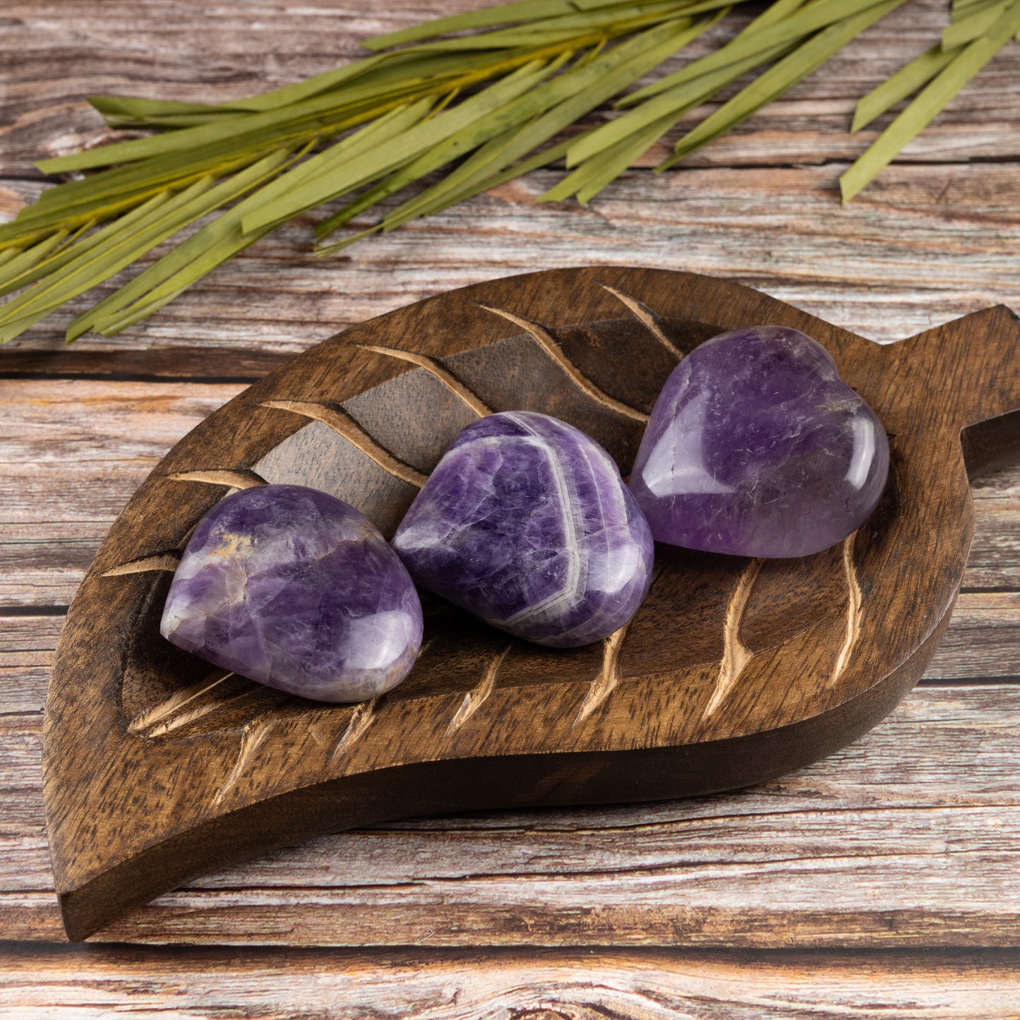 Amethyst Heart Palm Stone, Polished Crystal Stone for Chakra Balancing, Meditation, Spiritual and Crystal Gift