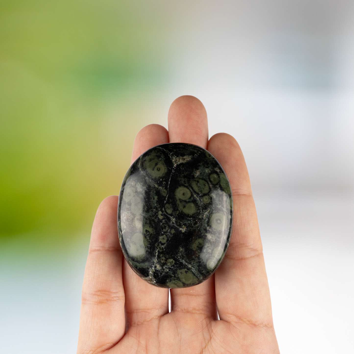 Kambaba Jasper Palm Stone, Polished Crystal Stone for Chakra Balancing, Meditation, Spiritual and Crystal Gift