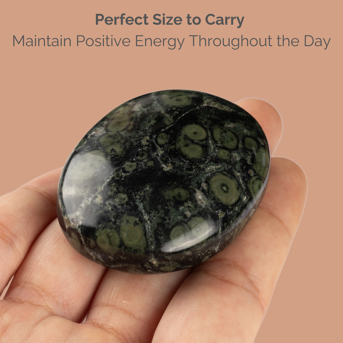 Kambaba Jasper Palm Stone, Polished Crystal Stone for Chakra Balancing, Meditation, Spiritual and Crystal Gift