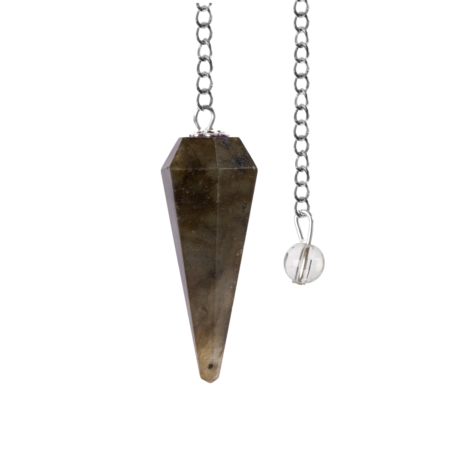 Labradorite Pendulum Crystal Divination Tools — Dowsing Pendulum Crystal with Crystal Ball for Meditation, Chakra Healing, Energy Work, Reiki, and Crystal Grid