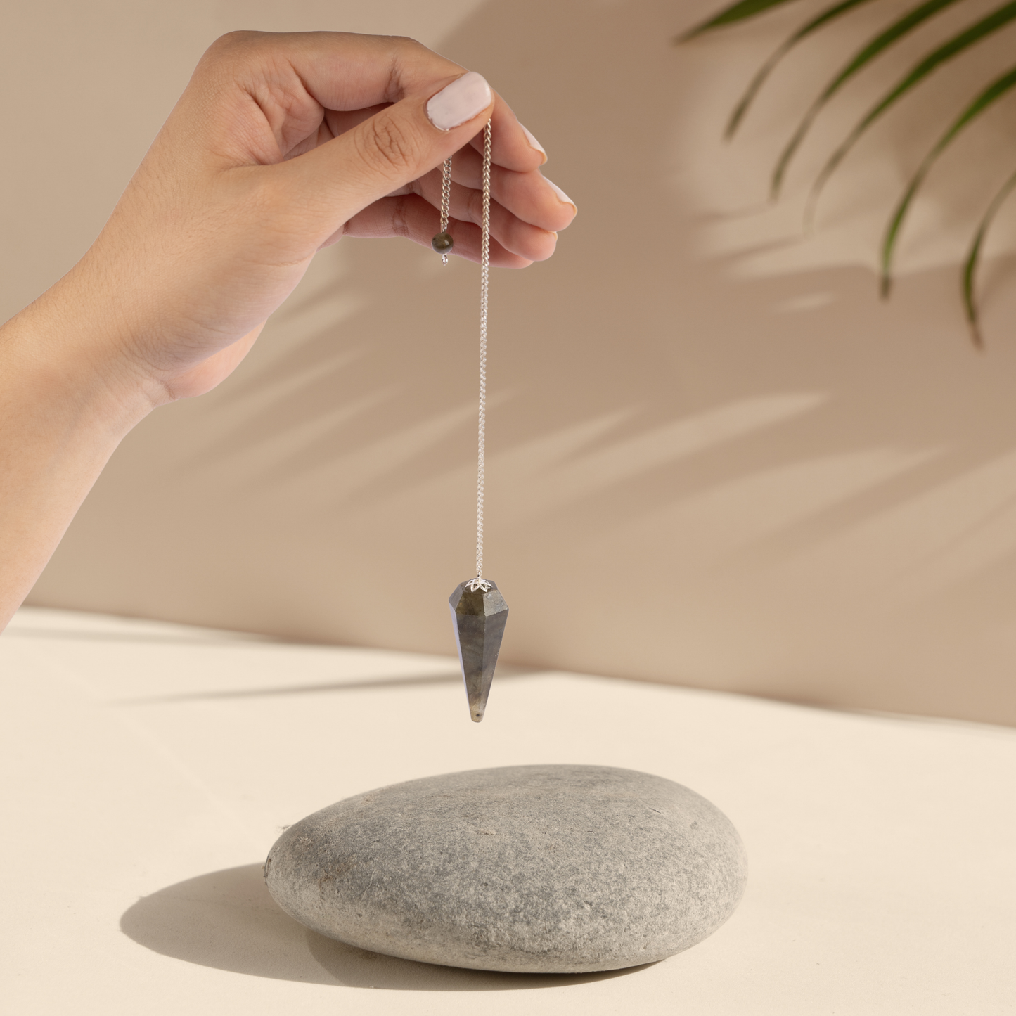 Labradorite Pendulum Crystal Divination Tools — Dowsing Pendulum Crystal with Crystal Ball for Meditation, Chakra Healing, Energy Work, Reiki, and Crystal Grid