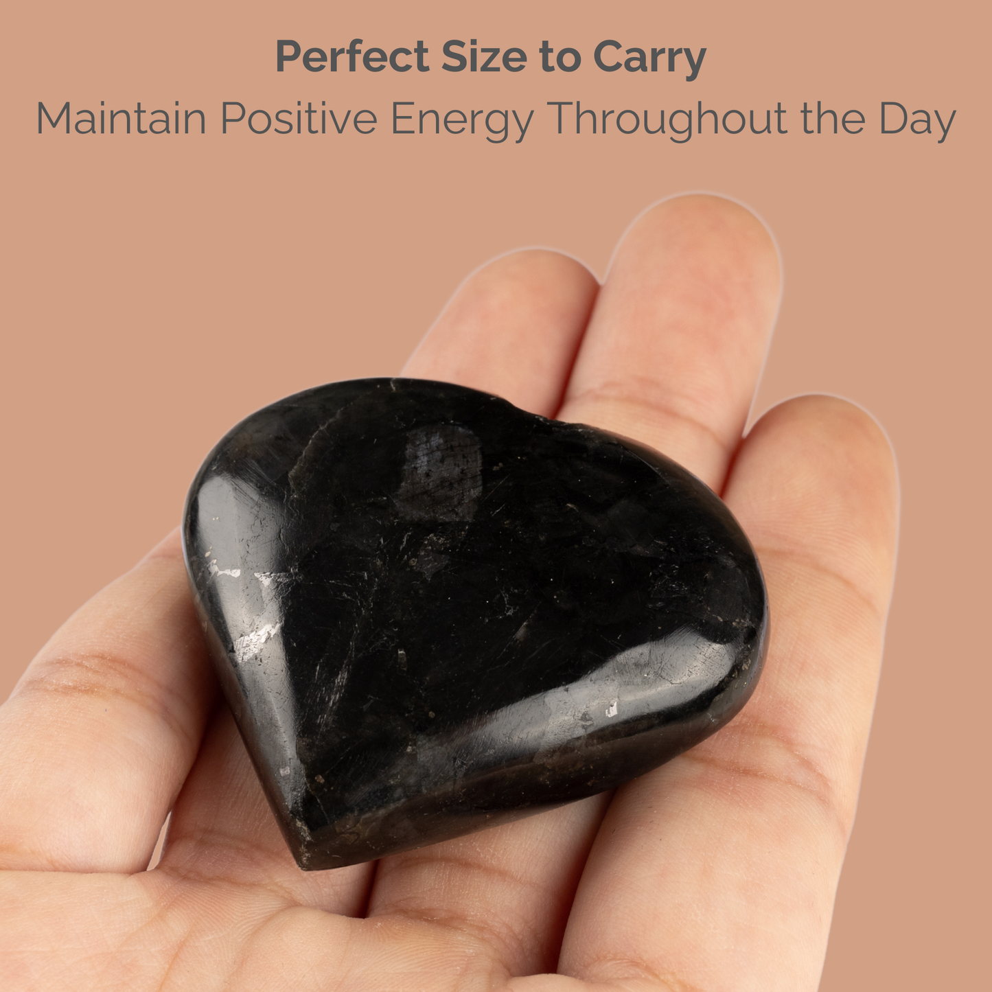 Larvikite Heart Palm Stone, Polished Crystal Stone for Chakra Balancing, Meditation, Spiritual and Crystal Gift