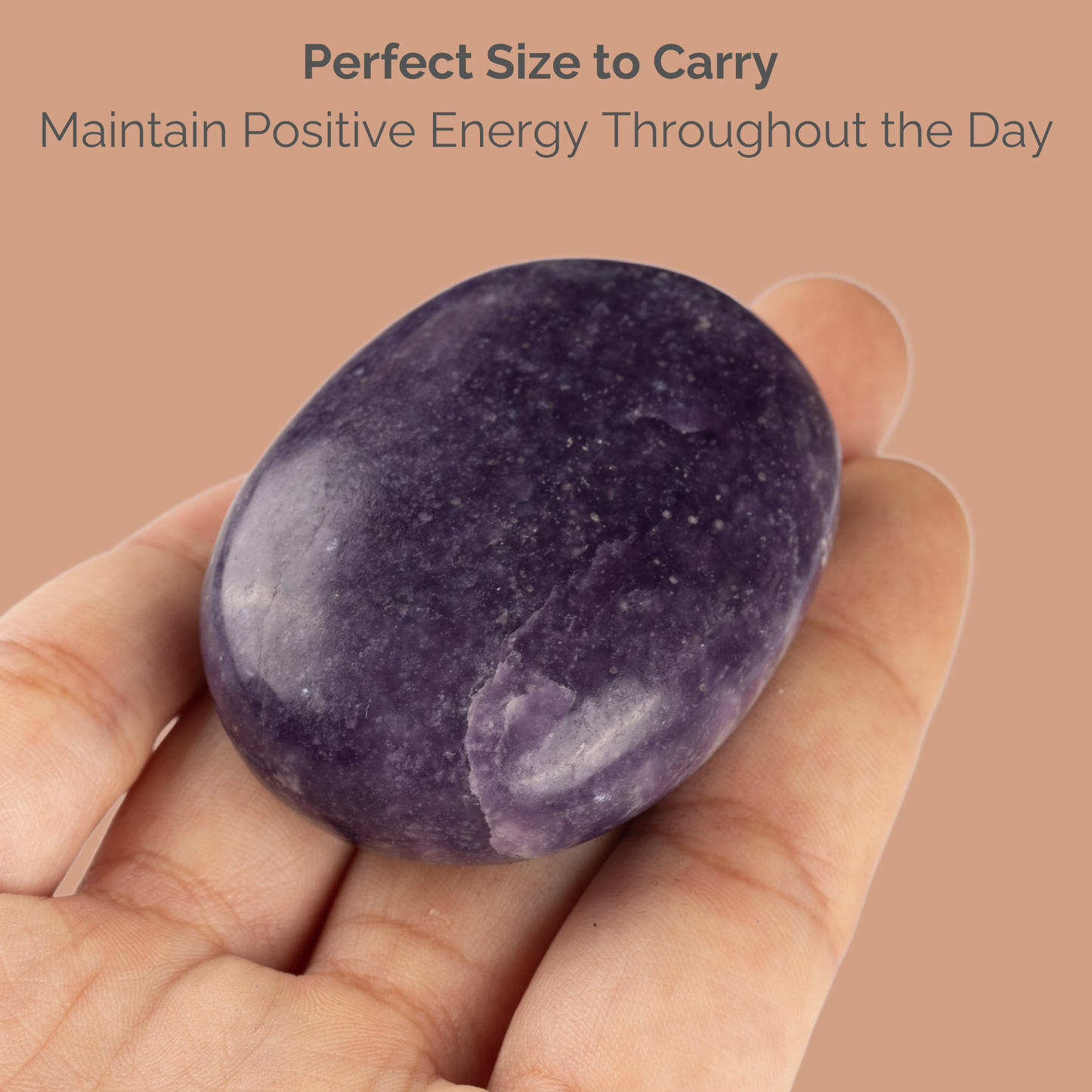 Lepidolite Palm Stone, Polished Crystal Stone for Chakra Balancing, Meditation, Spiritual and Crystal Gift