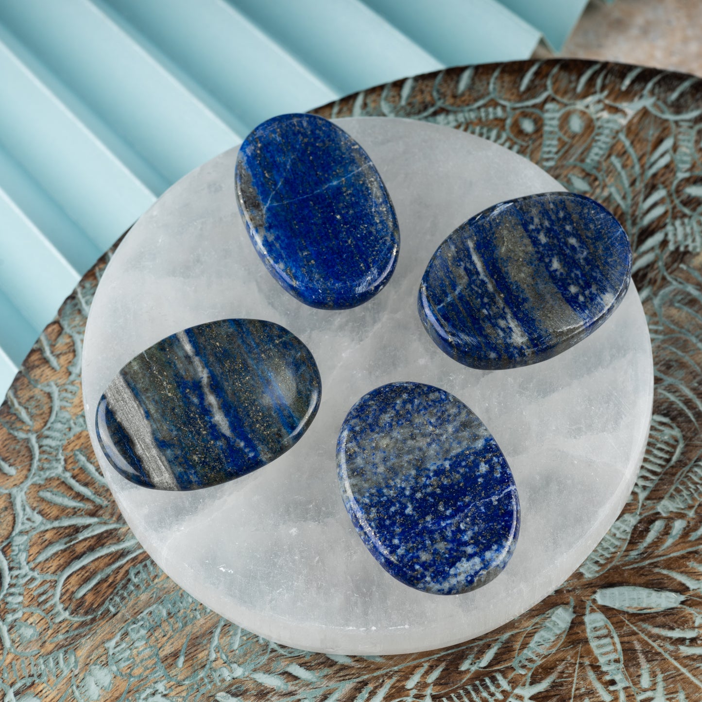 Lapis Lazuli Worry Stone for Anxiety Relief, Healing Crystals & Natural Energy Healing Thumb Stone, Perfect Meditation & Spiritual Gift